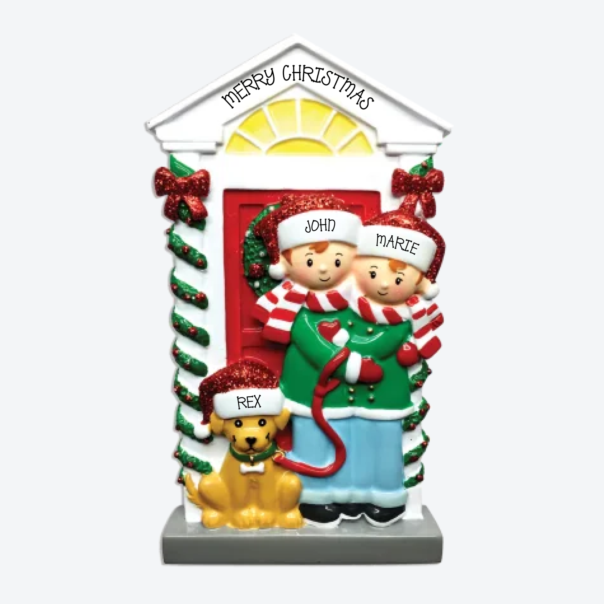 OT1611-2 - Couple with Dog Christmas Ornament