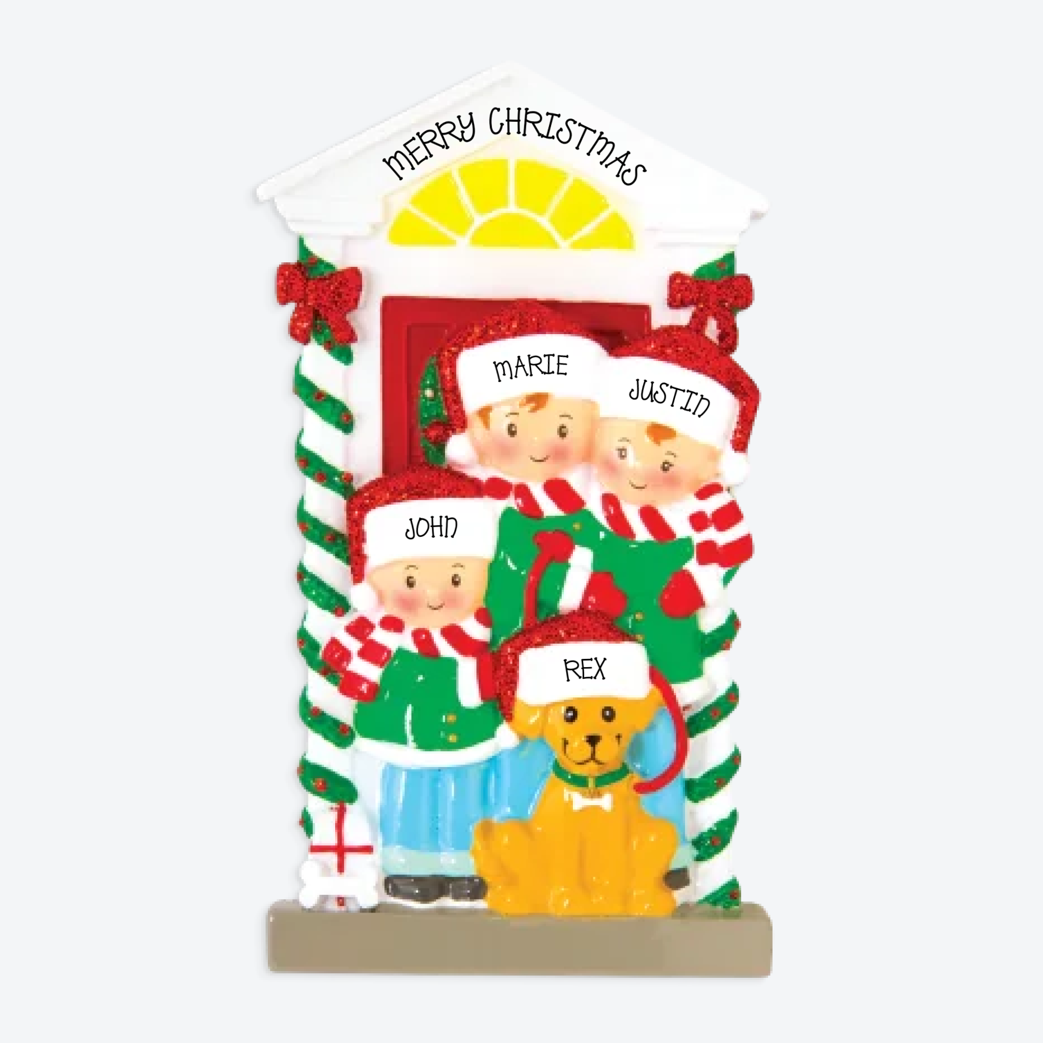 OT1611-3 - Family of 3 with Dog Personalized Christmas Ornament