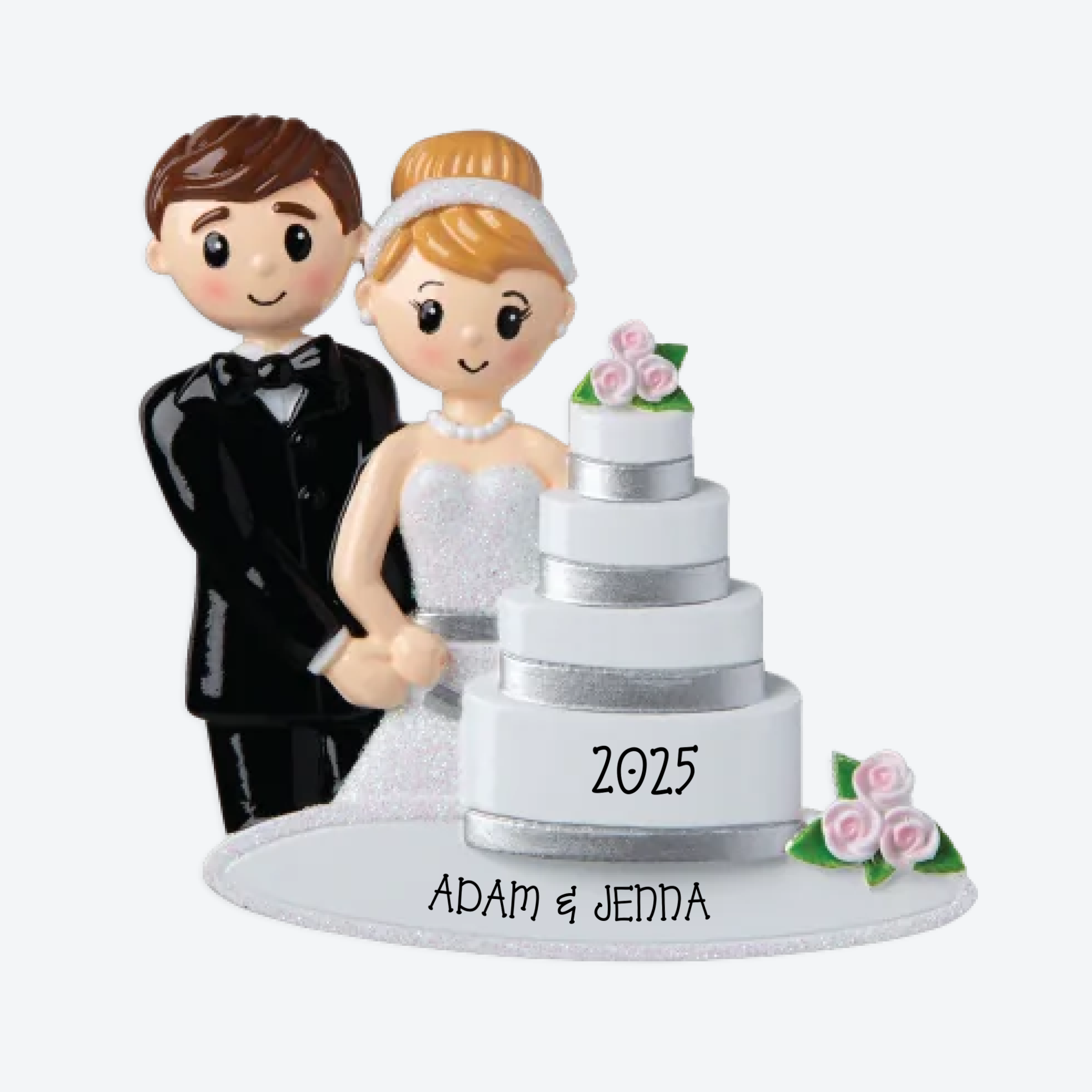 OT1880 - Wedding Couple with Cake Personalized Christmas Ornament