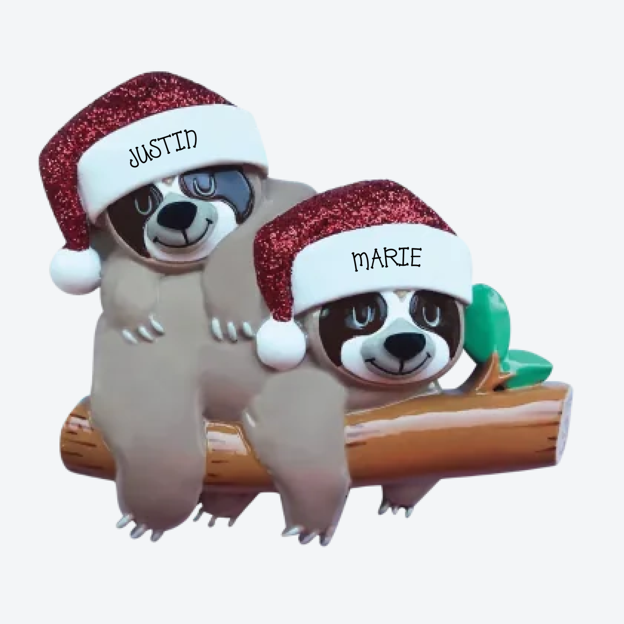 OT2032-2 - Sloth Family of 2 Personalized Christmas Ornament