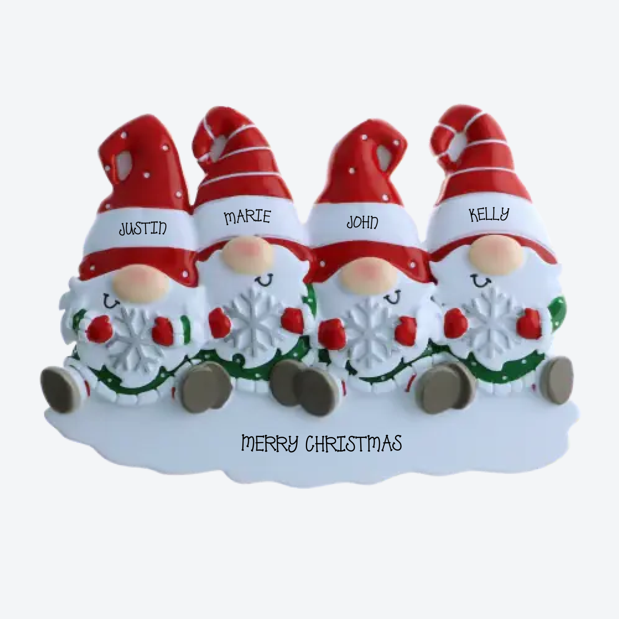 OT2221-4 - Gnome Family of 4 Personalized Ornament