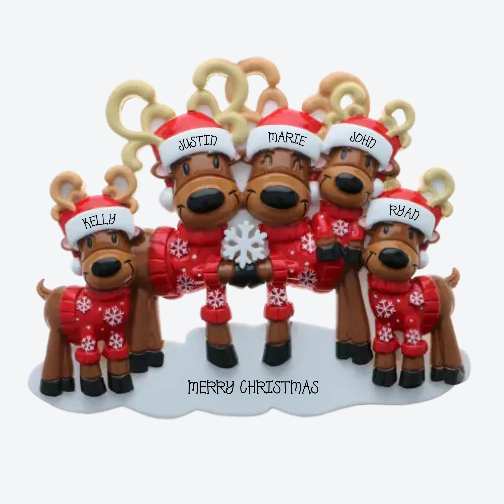 OT2256-5 - Mr. &amp; Mrs. Reindeer Family of 5 Personalized Christmas Ornament