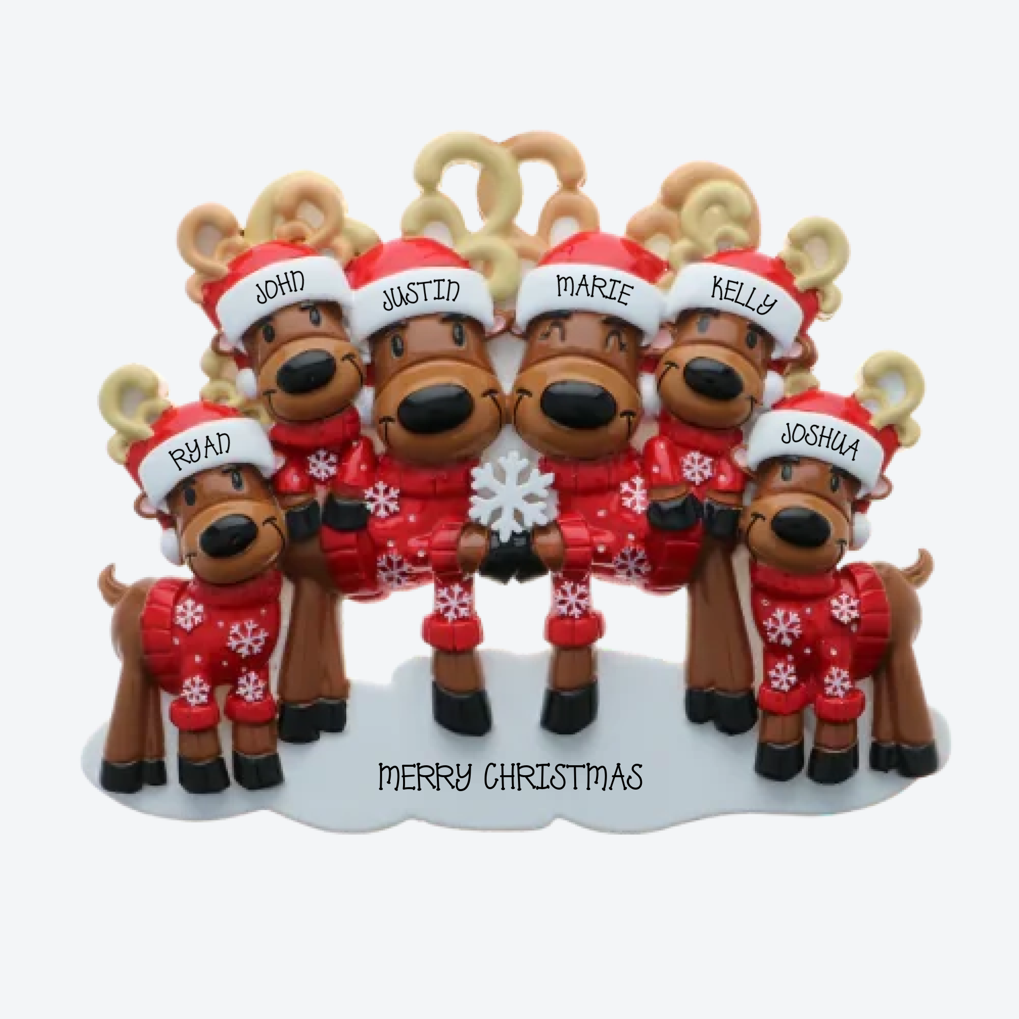 OT2256-6 - Mr. &amp; Mrs. Reindeer Family of 6 Personalized Christmas Ornament