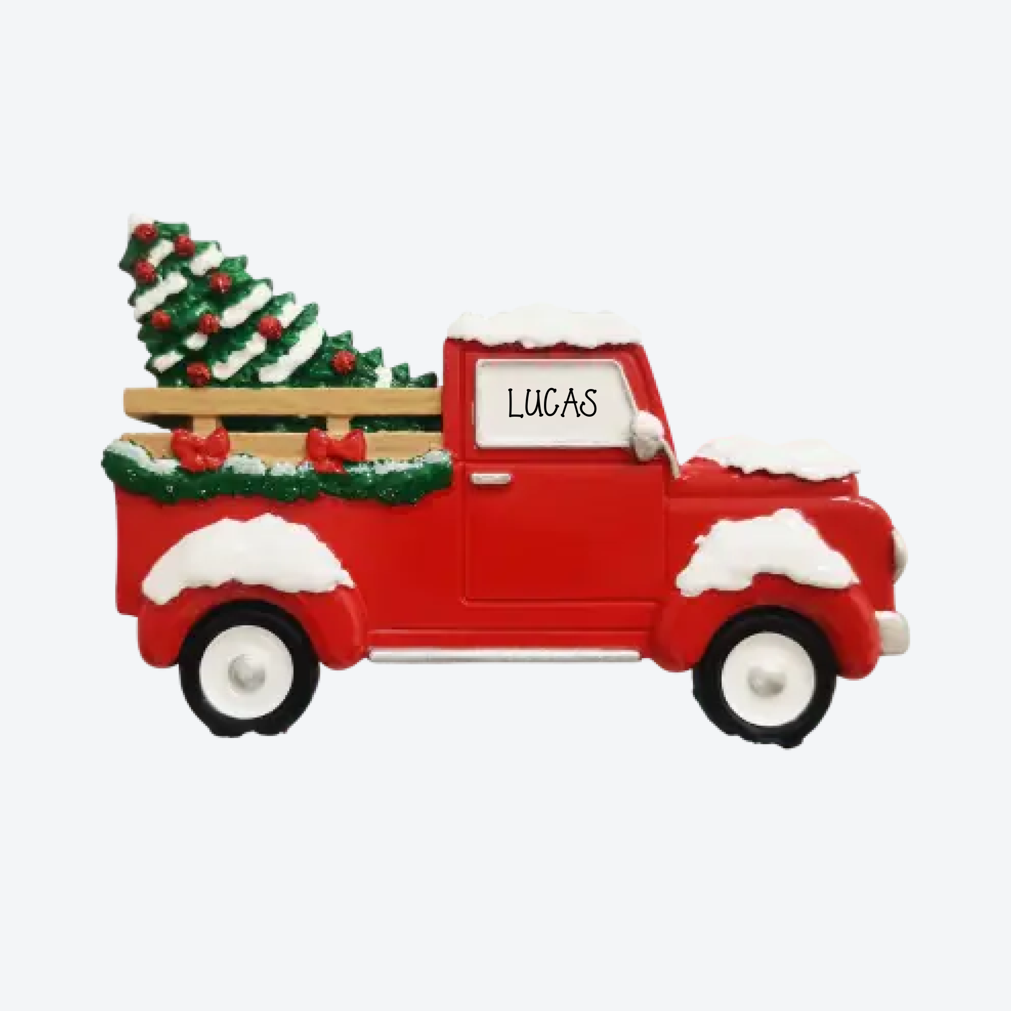OT2313 - Red Truck w/Xmas Tree Personalized Christmas Ornament