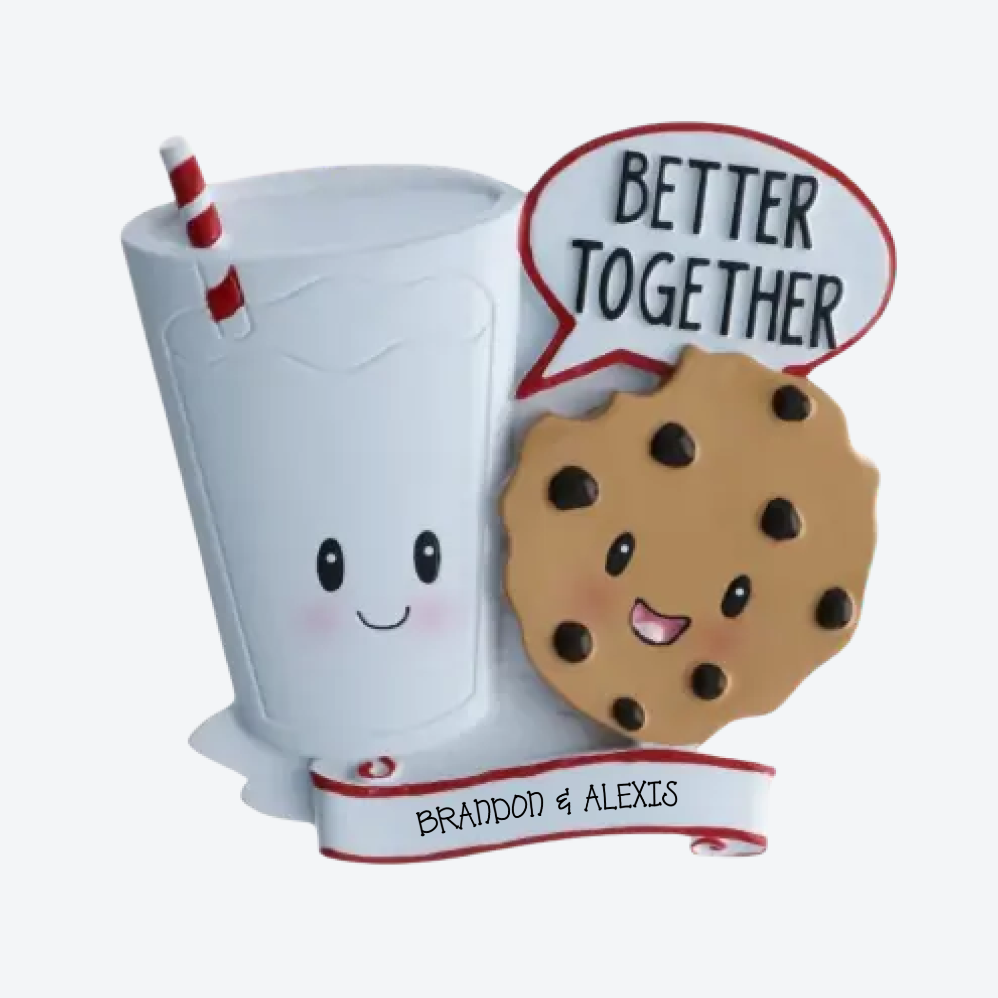 OT2348 - Better Together Milk &amp; Cookies Personalized Christmas Ornament