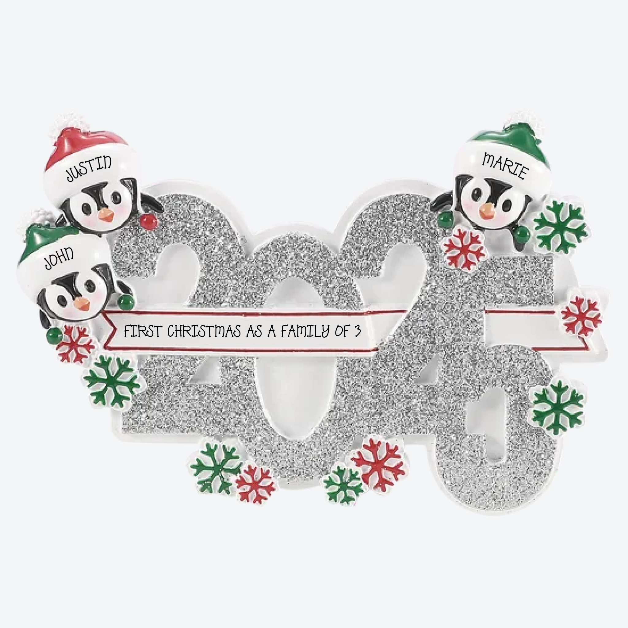 2025 Family of 3 Personalized Christmas Ornament