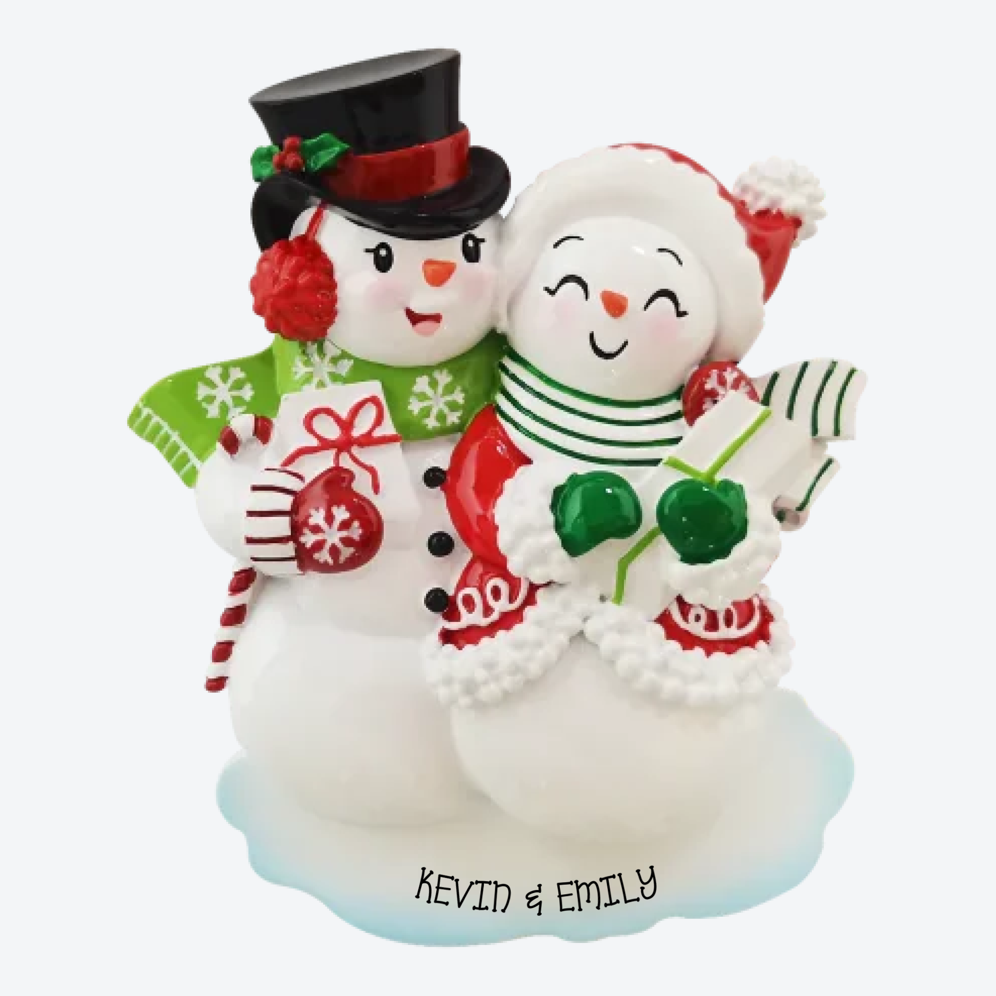 OT2390 - Snowmen Couple Personalized Christmas Ornament
