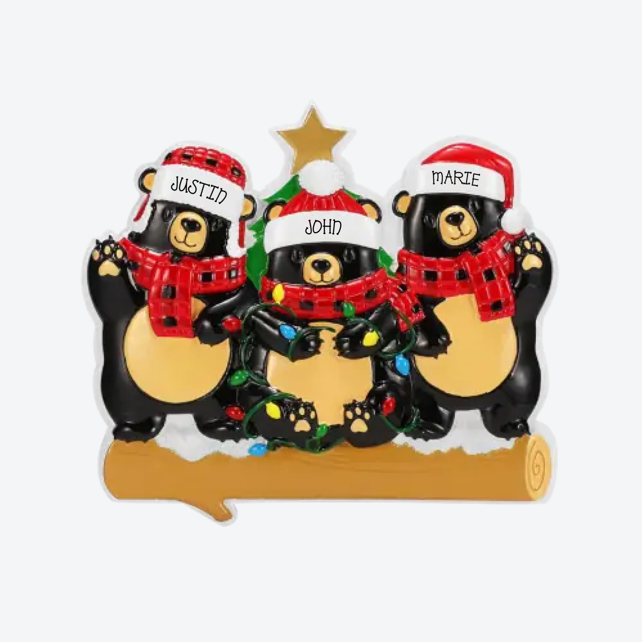 OT2676-3 - Bears with Scarf & Santa Hat Family of 3