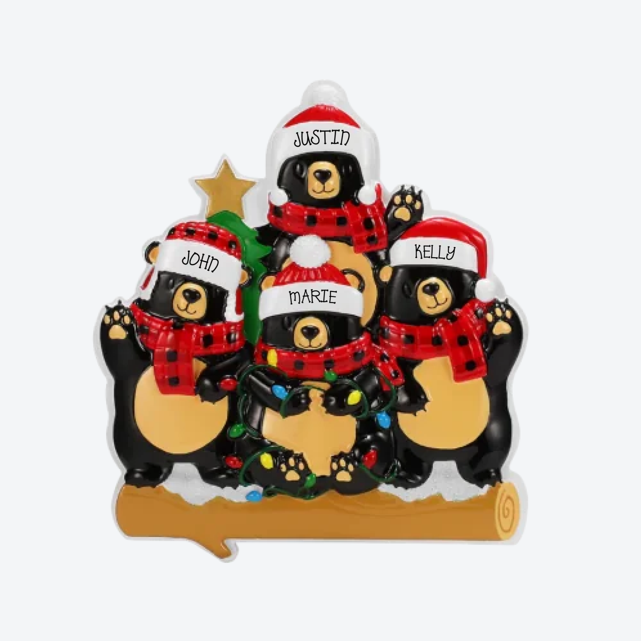 OT2676-4 - Bears with Scarf & Santa Hat Family of 4