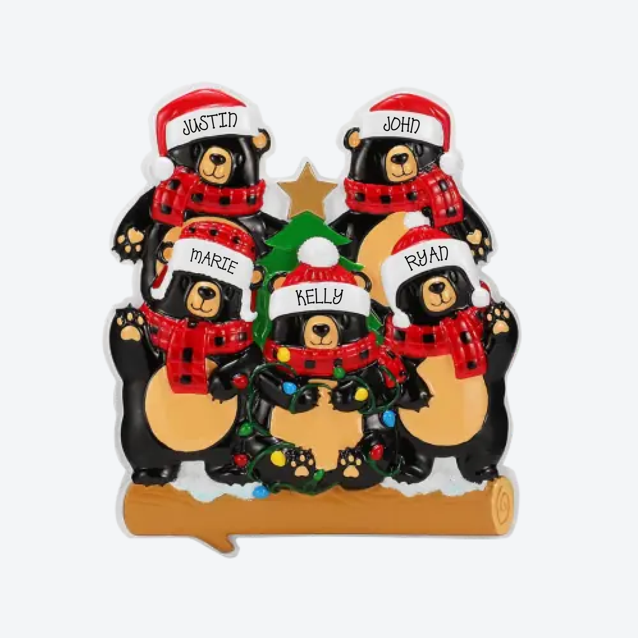 OT2676-5 - Bears with Scarf & Santa Hat Family of 5