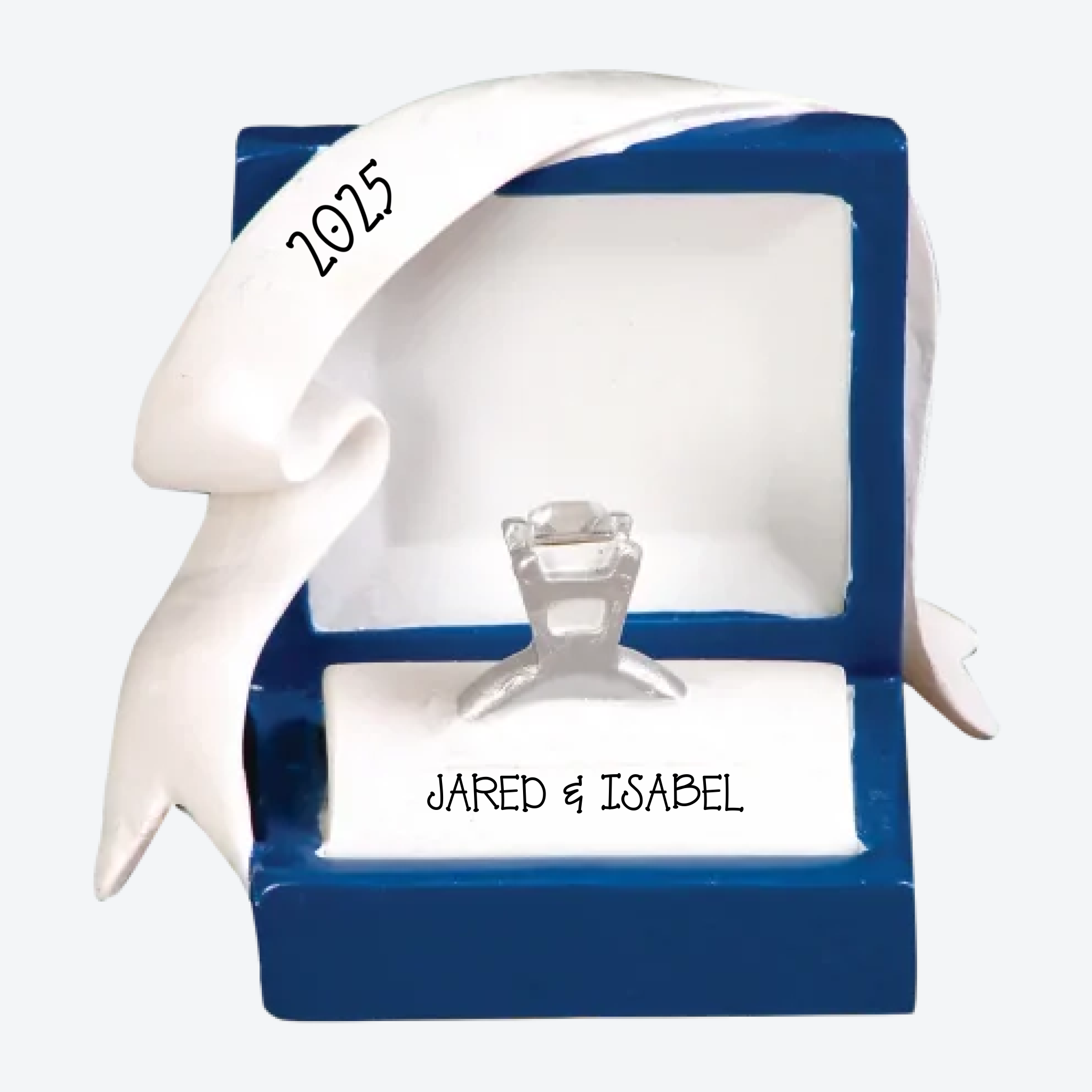 OT467 - Marry Me Blue Box Engagement Ring Personalized Christmas Ornament