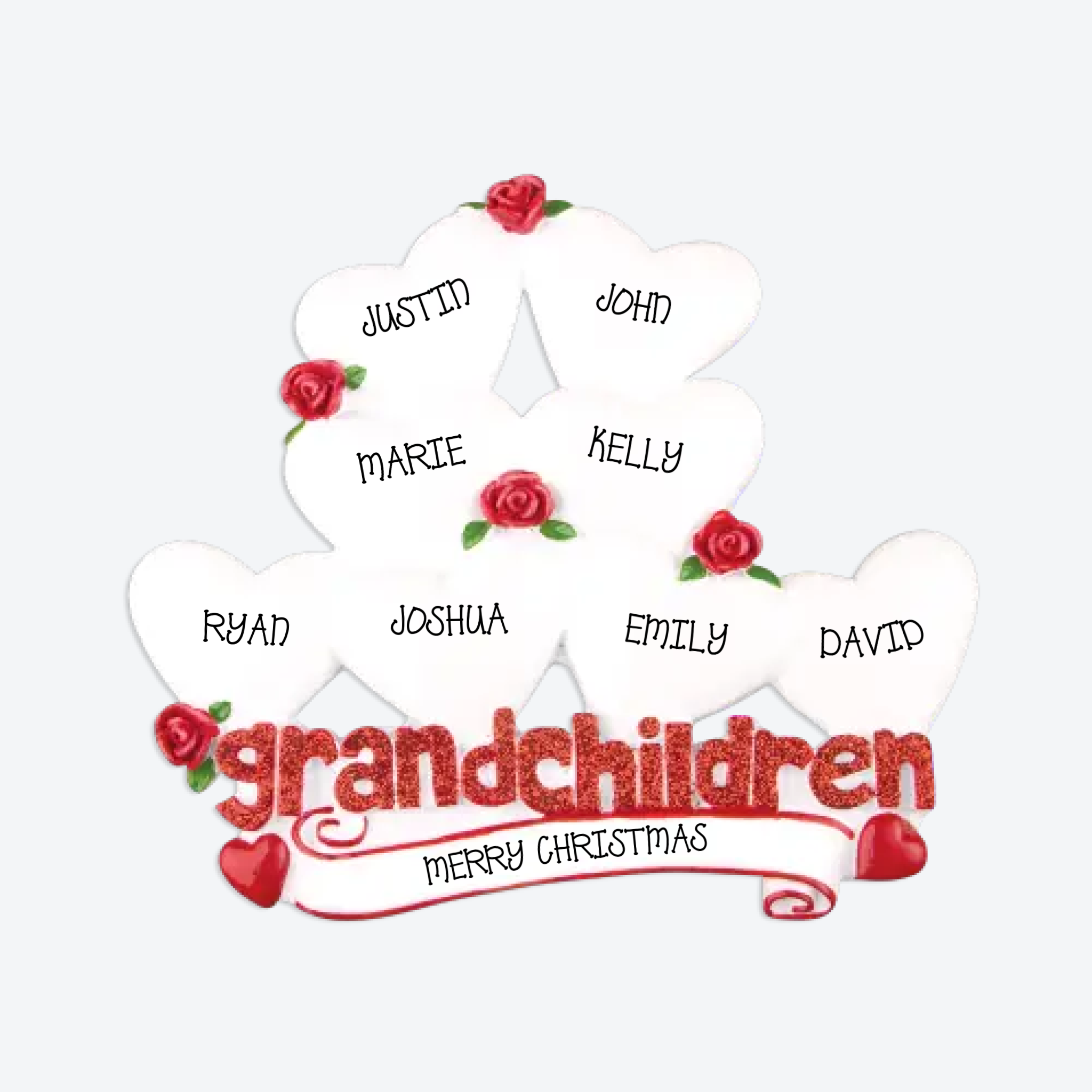 OT529-8 - Grandchildren with Eight Hearts Personalized Christmas Ornament