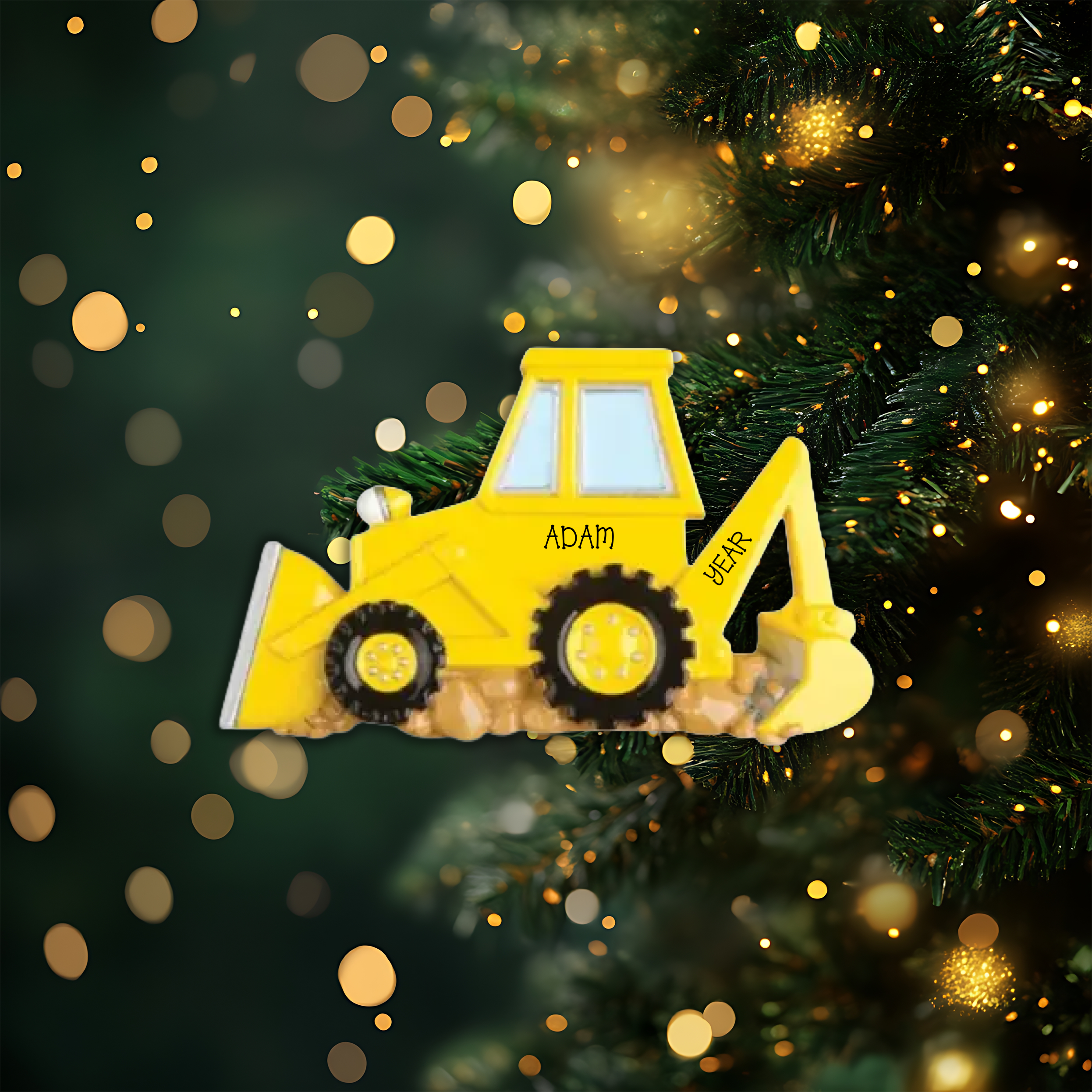 Back Hoe Personalized Christmas Ornaments