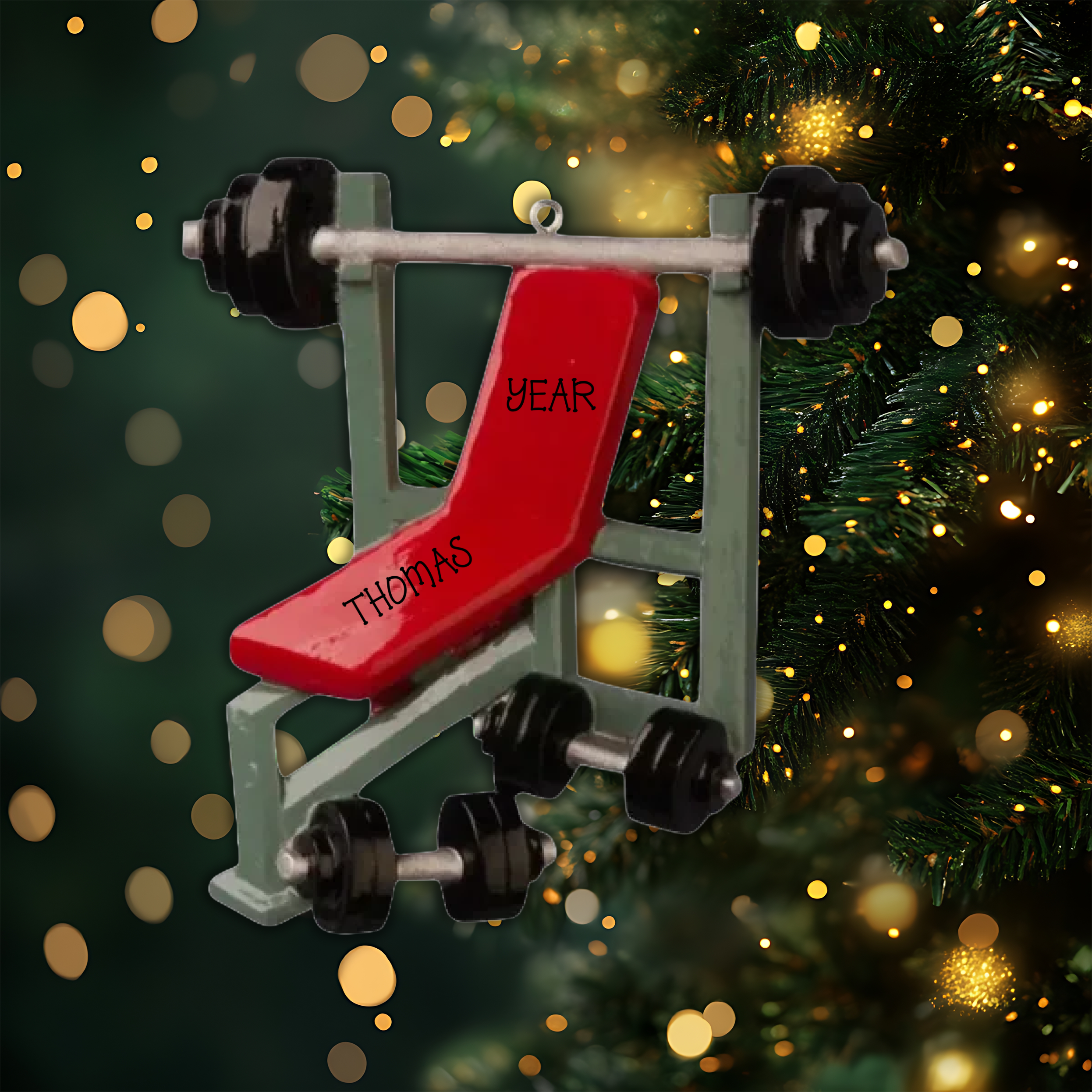 Weight Lifter Personalized Christmas Ornament