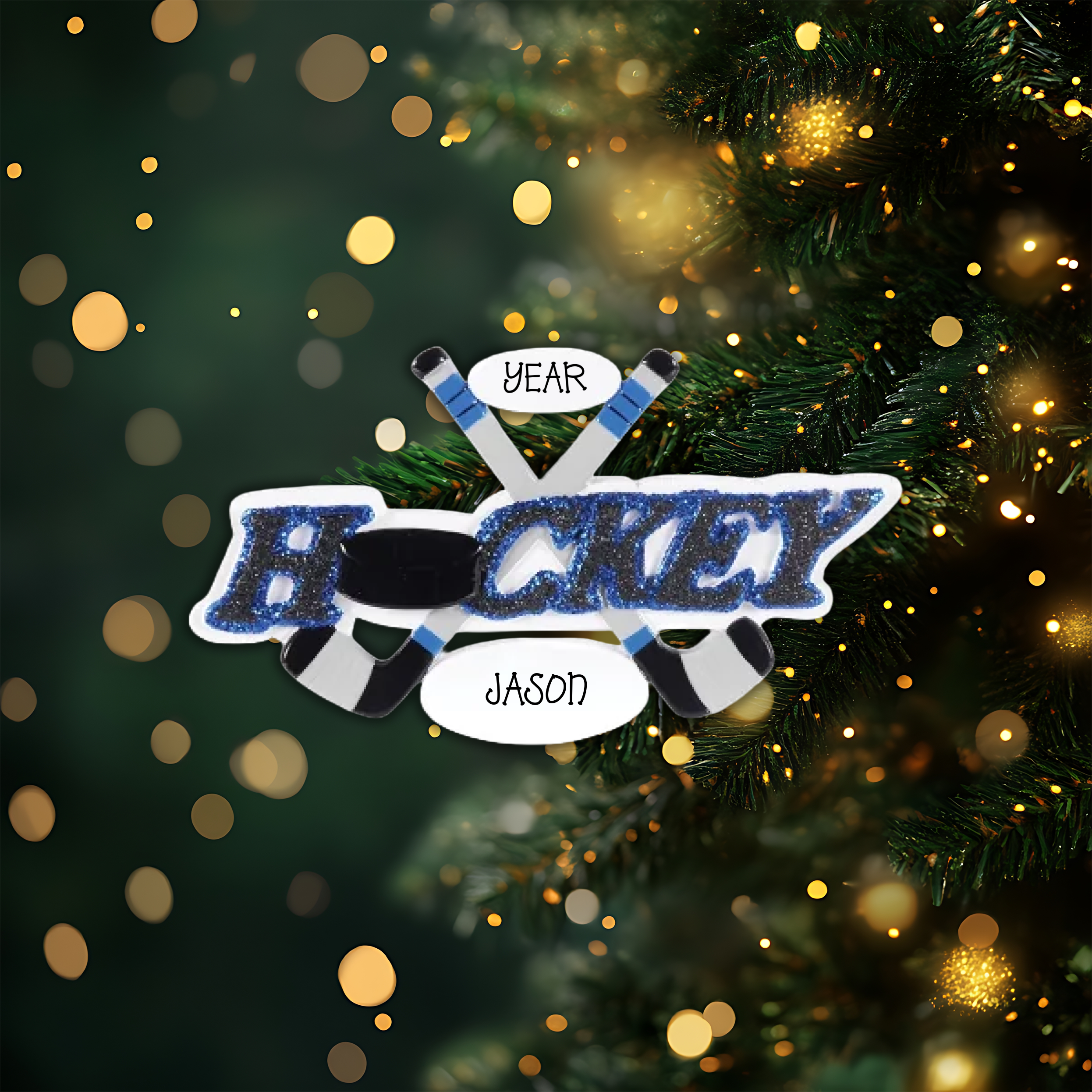 New Hockey Personalized Christmas Ornament