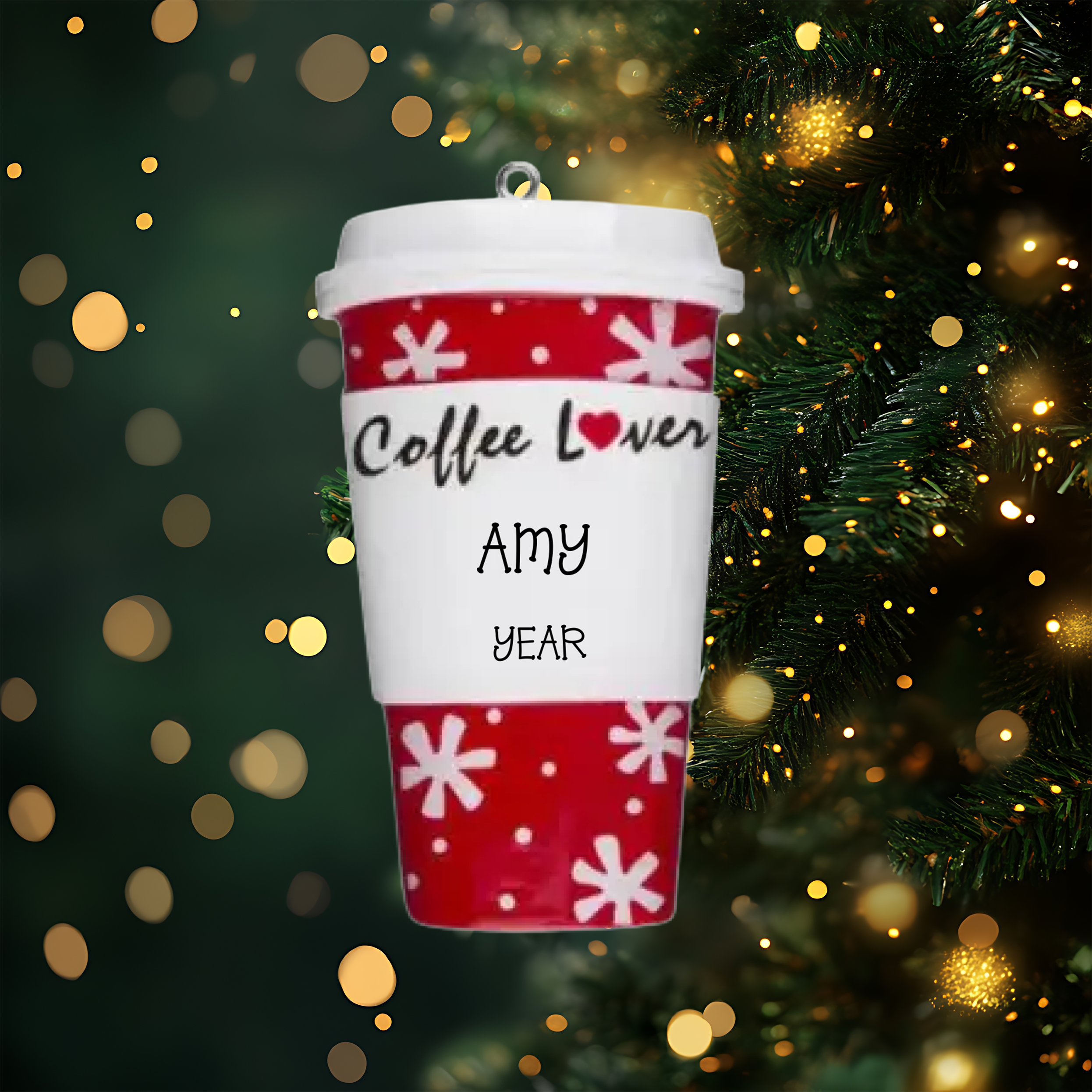 Coffee Lover Cup Personalized Christmas Ornaments