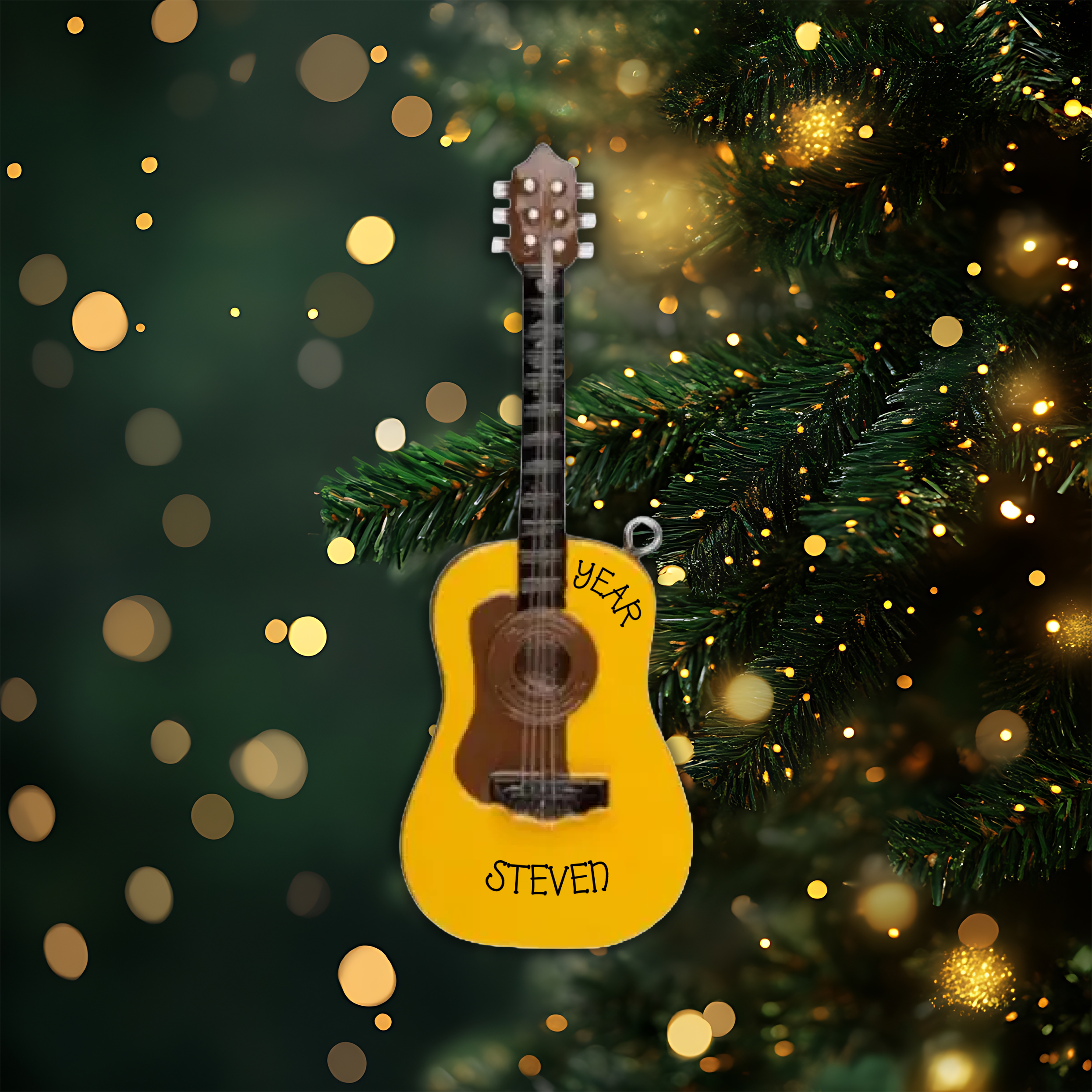Acoustic Guitar Personalized Christmas Ornaments