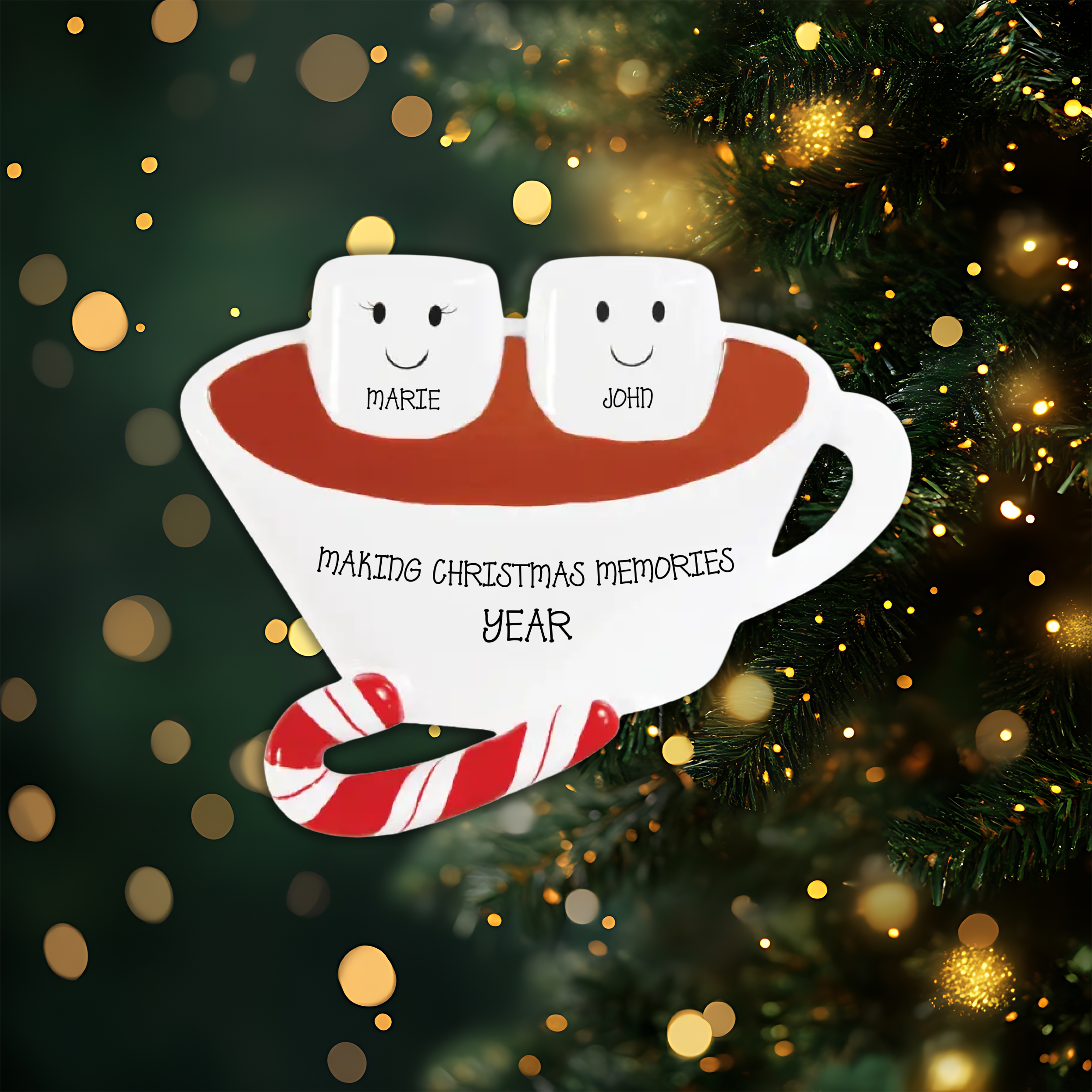 Hot Chocolate Couple Personalized Christmas Ornament