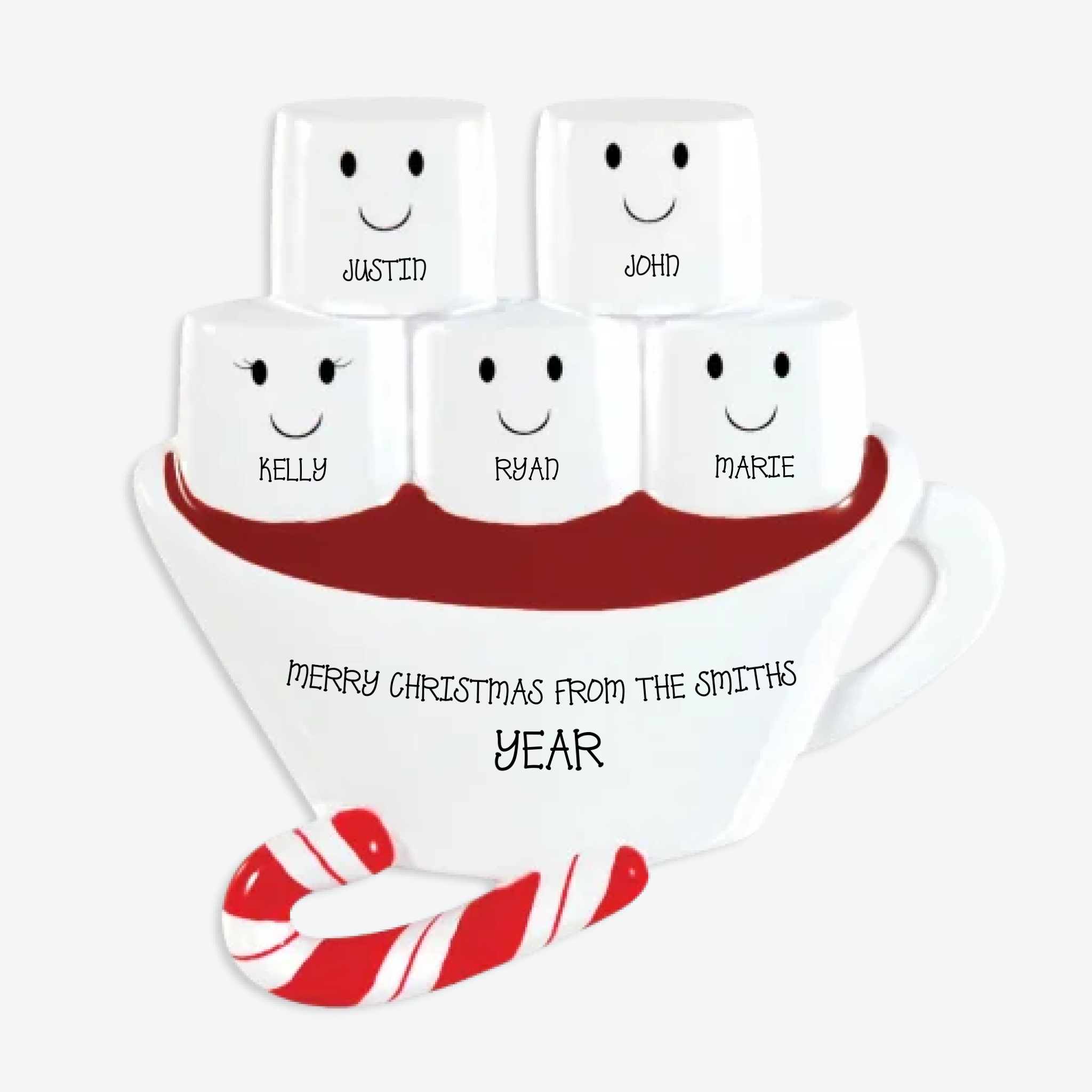 Hot Chocolate Family With 3 Kids Personalized Christmas Ornament