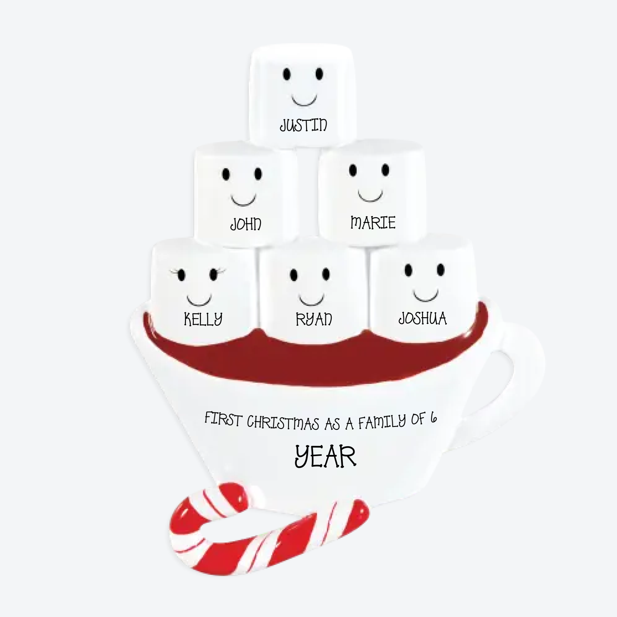 Hot Chocolate Family With 4 Kids Personalized Christmas Ornament