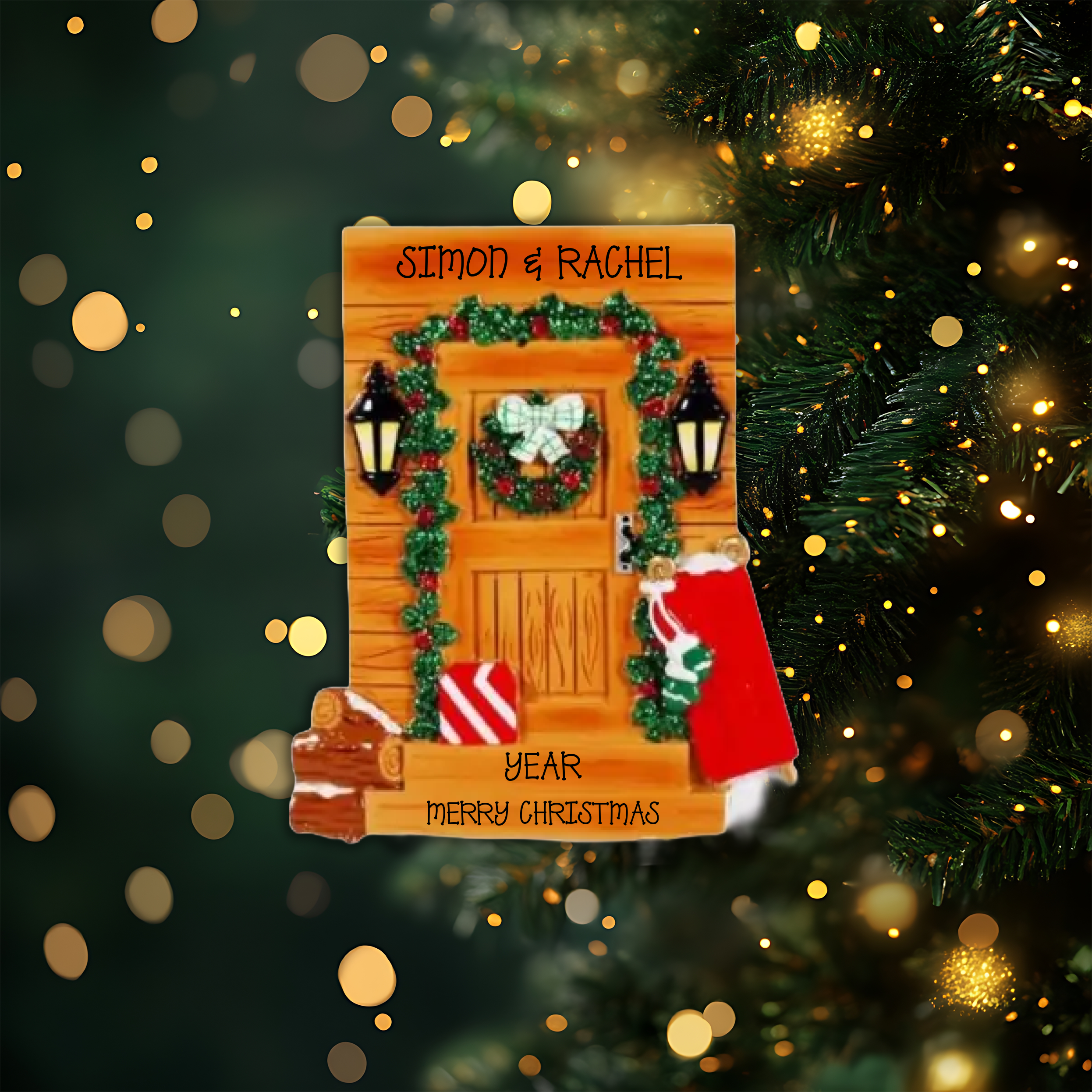 Rustic Country Door Personalized Christmas Ornament