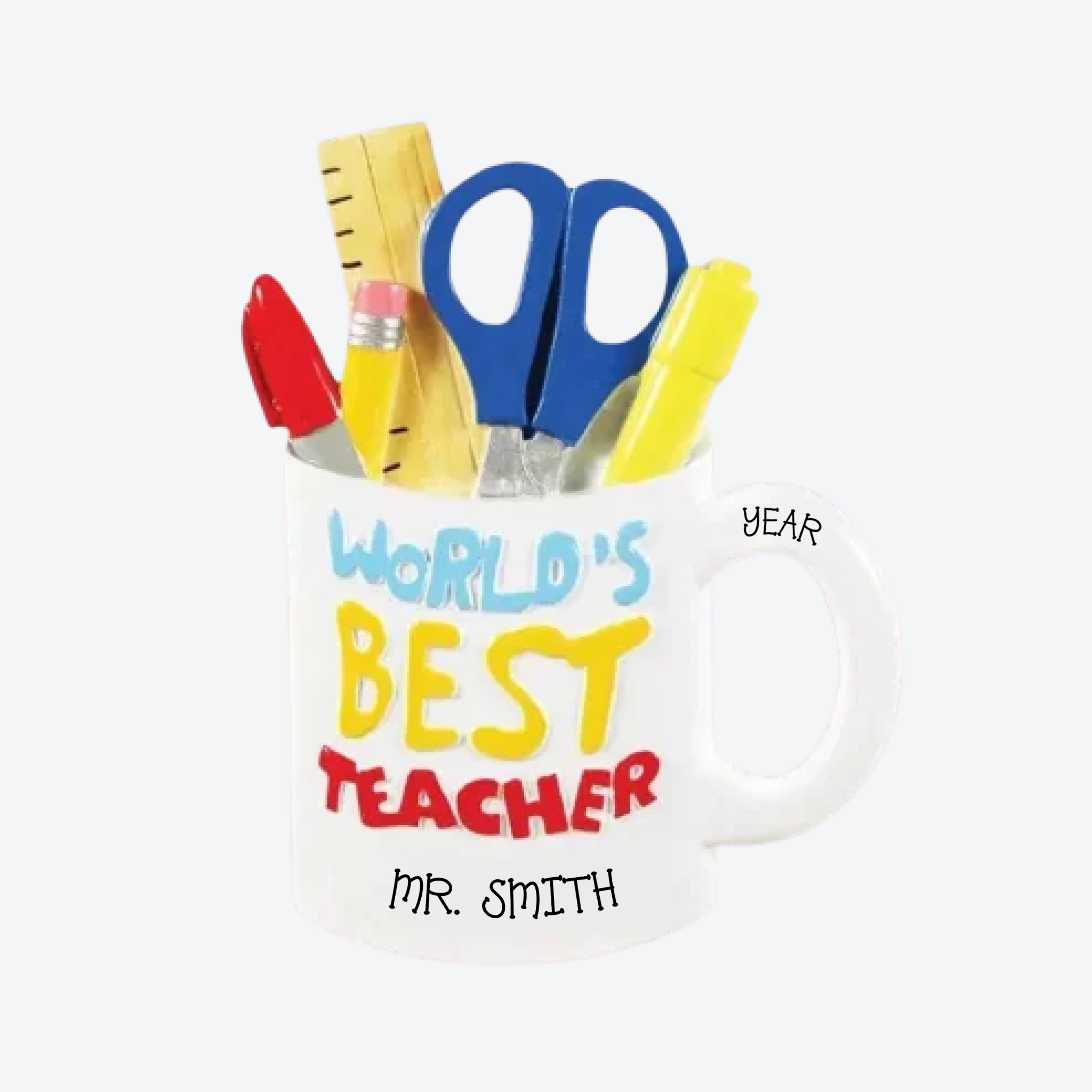 Best Teacher Mug Personalized Christmas Ornament