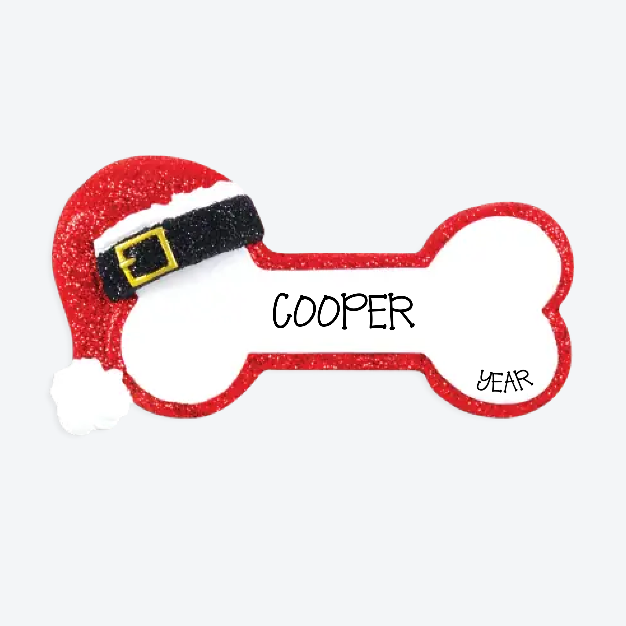 Santa Dog Bone Personalized Christmas Ornament