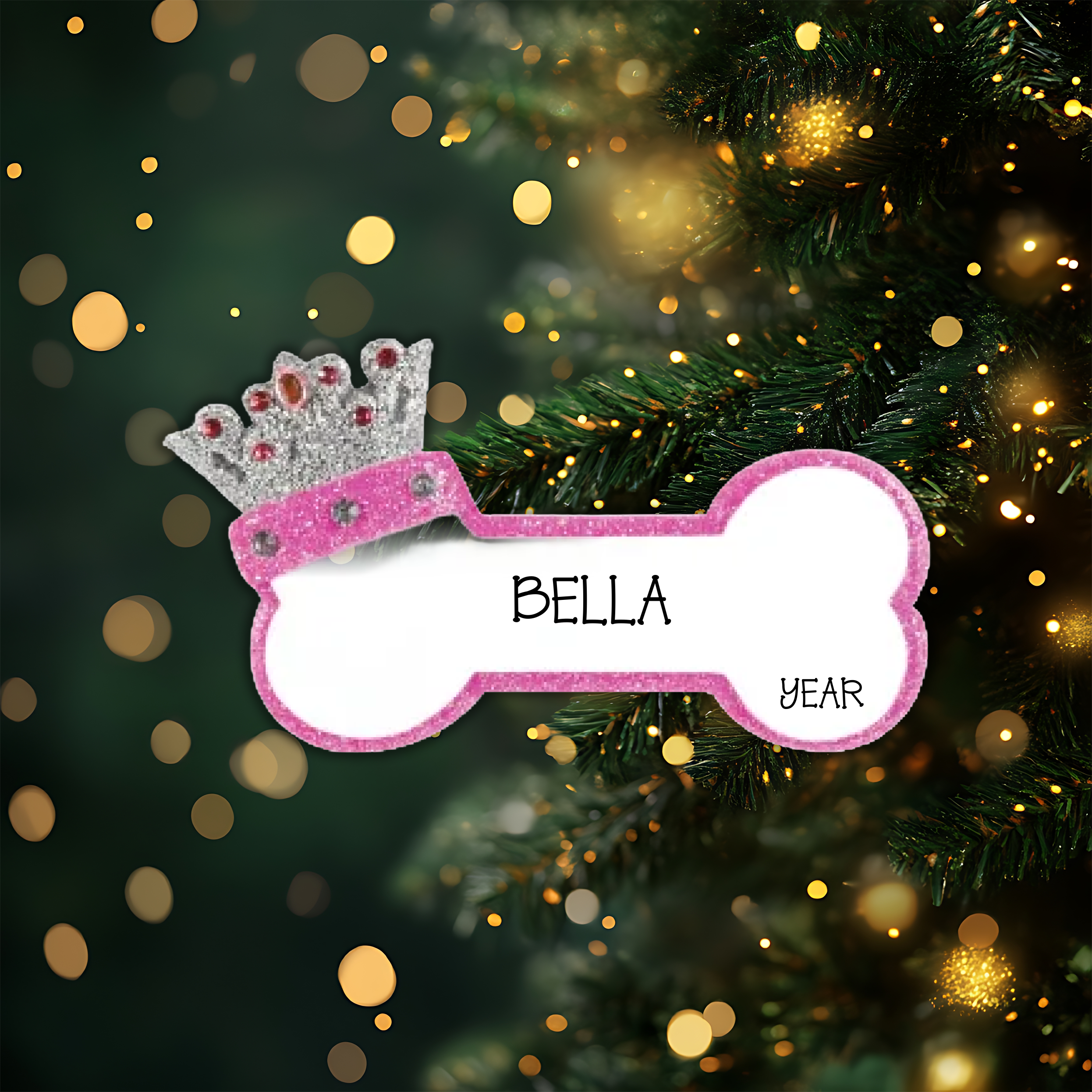 Princess Dog Bone Personalized Christmas Ornament