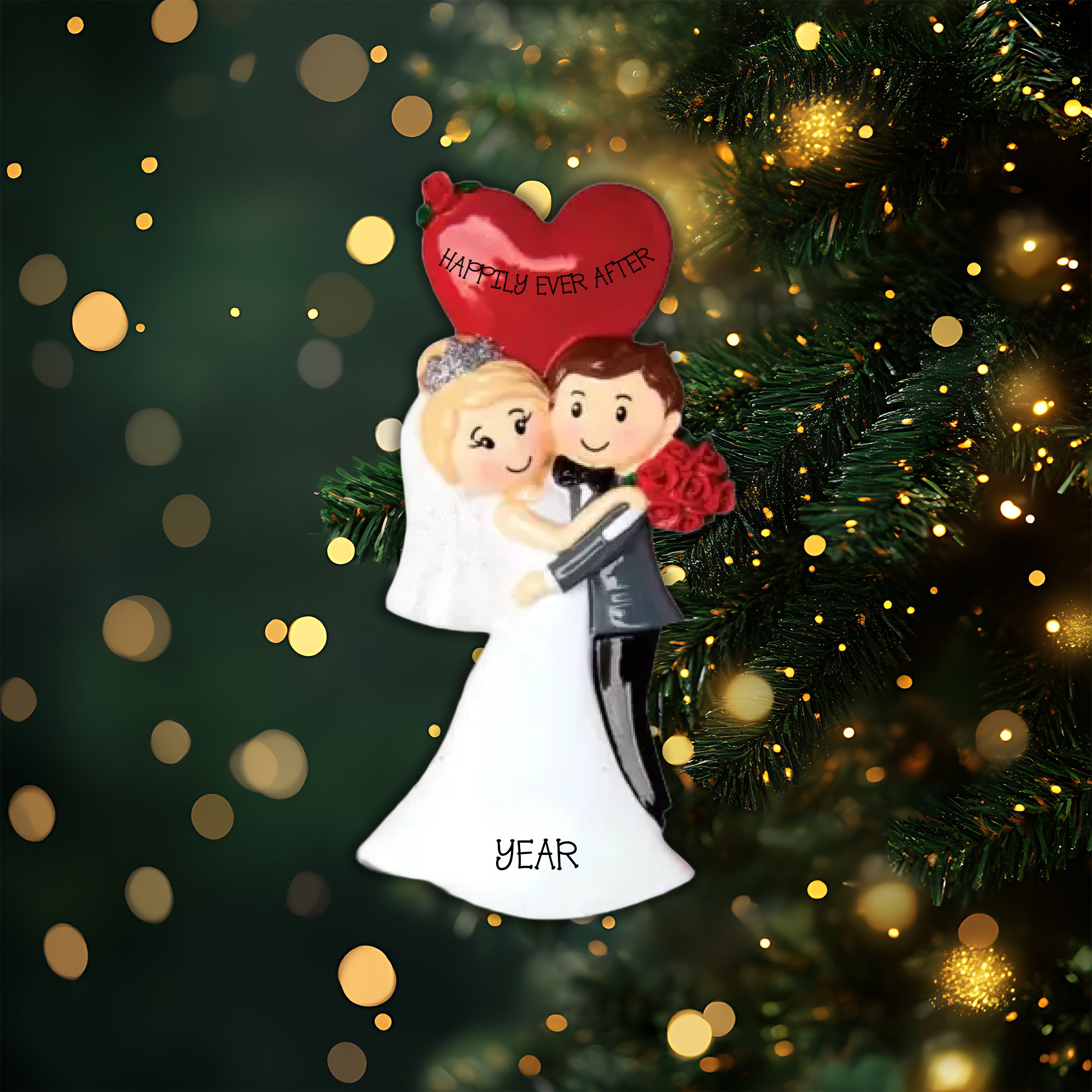 Tuxedo And Dress Personalized Christmas Ornament