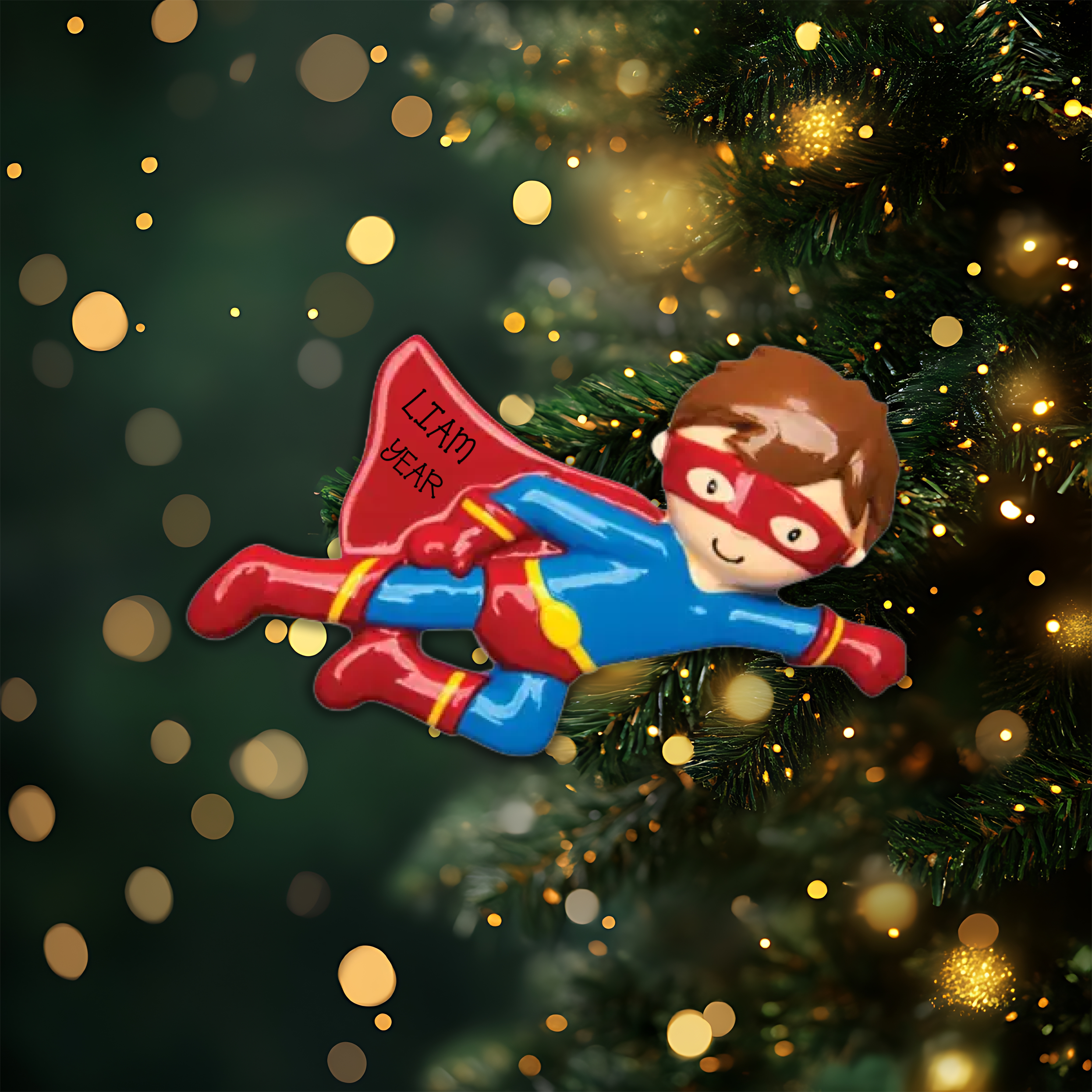 Super Hero Boy Personalized Christmas Ornament