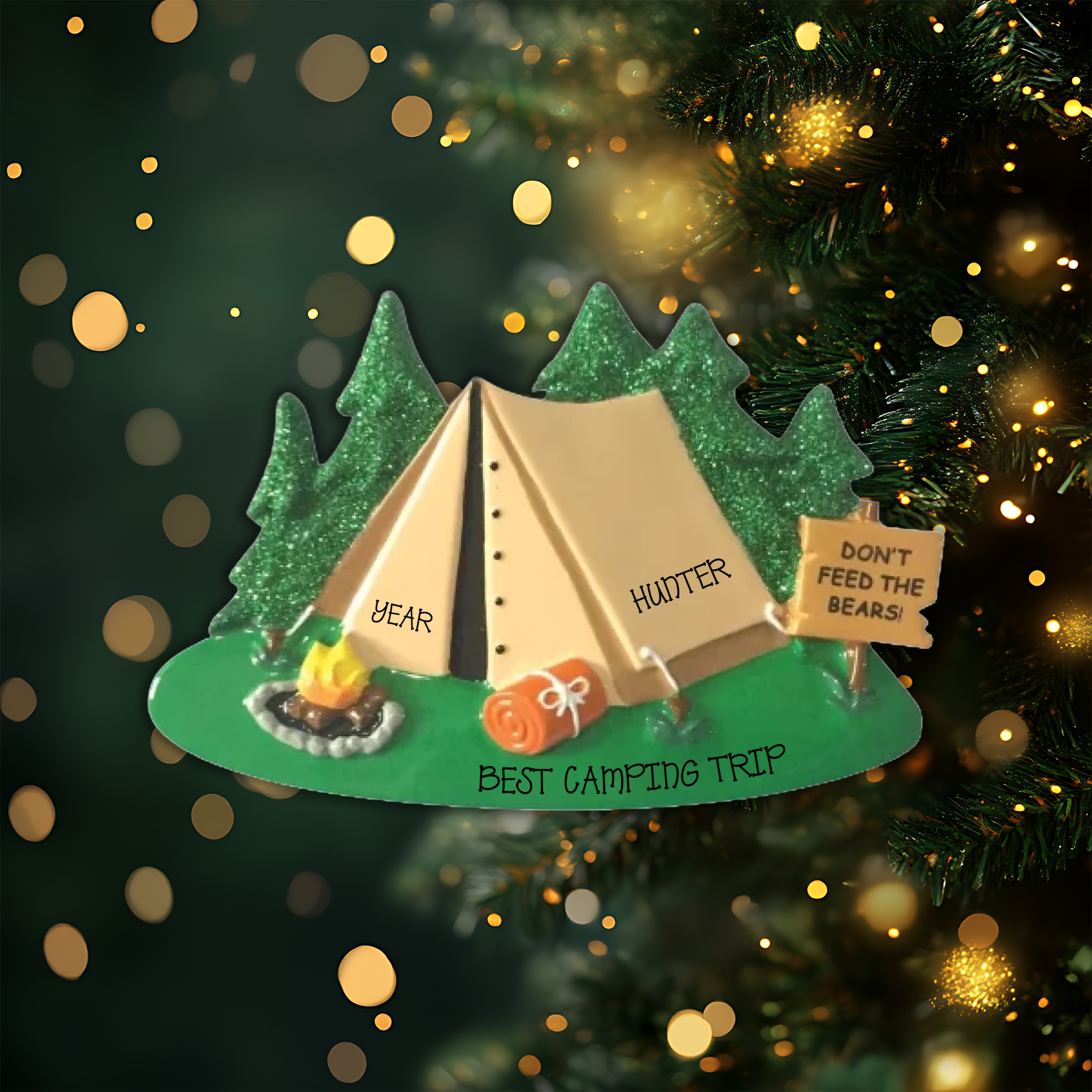 Camping Tent Personalized Christmas Ornament