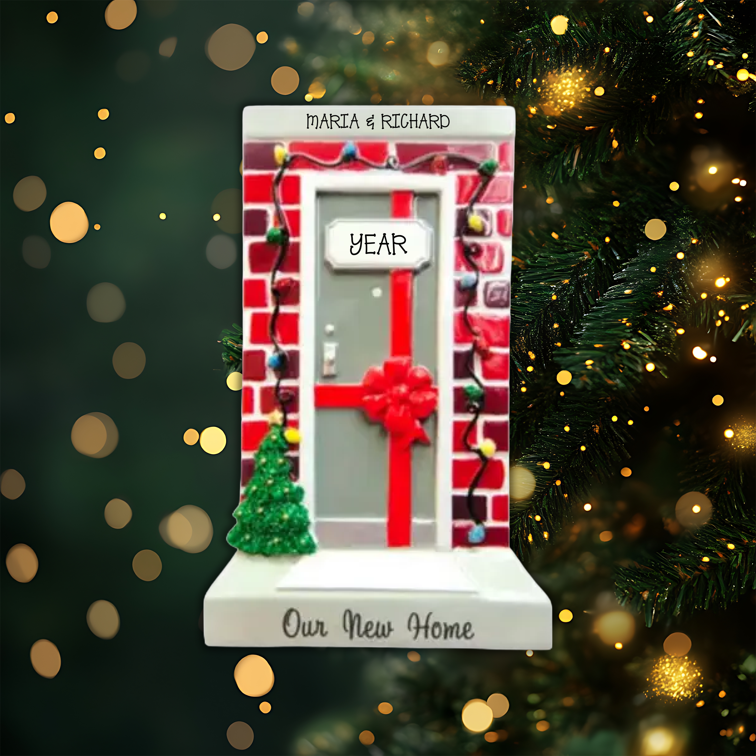 New Apartment Door Personalized Christmas Ornament