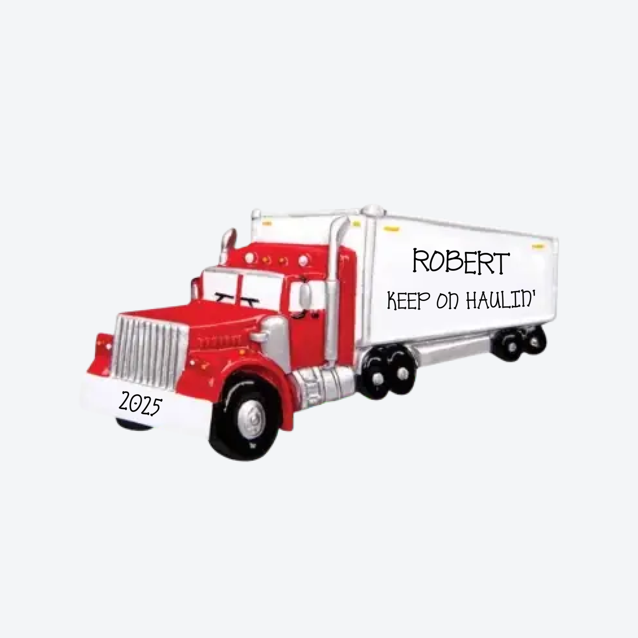 Semi Truck Personalized Christmas Ornament