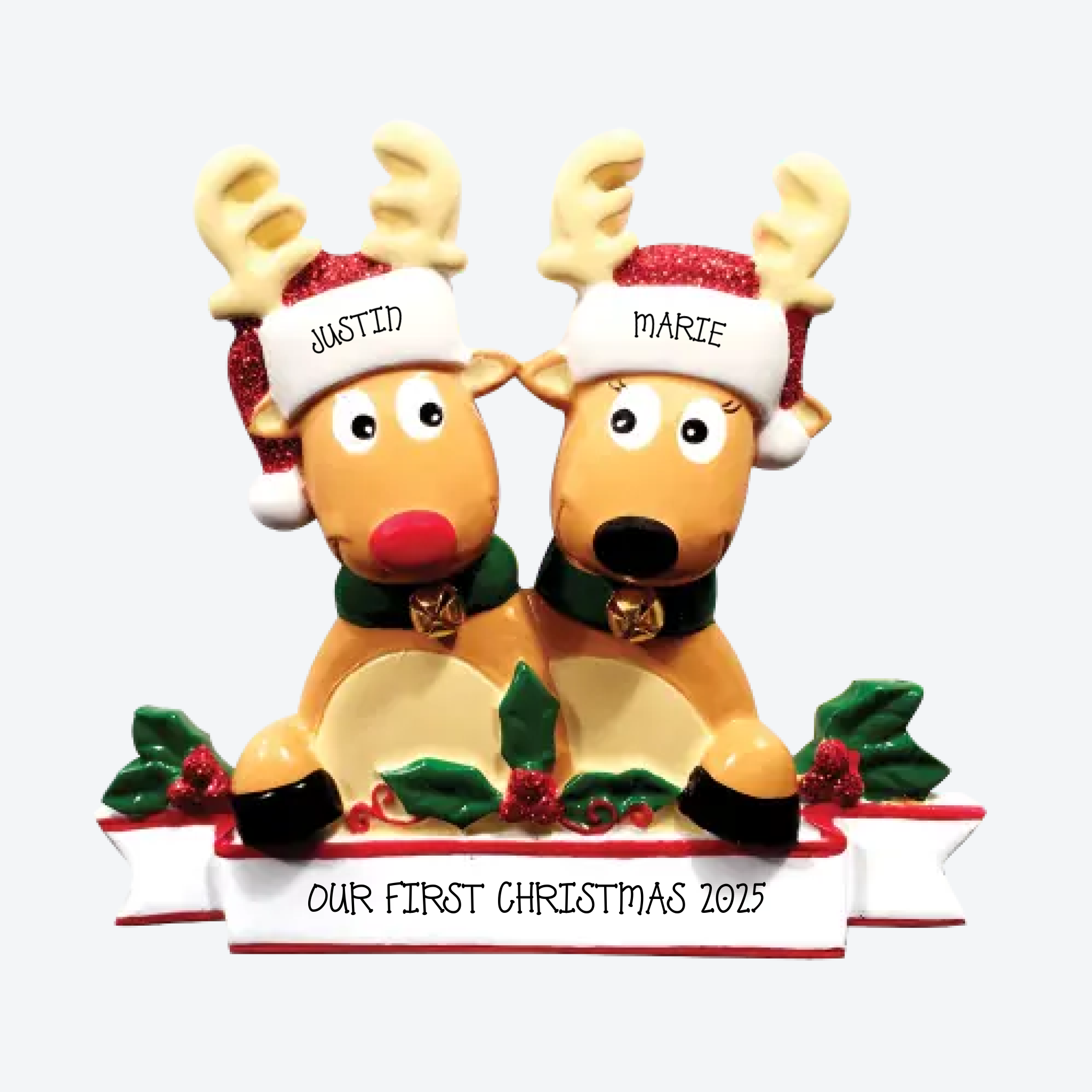 New Reindeer Family couple Christmas Ornament