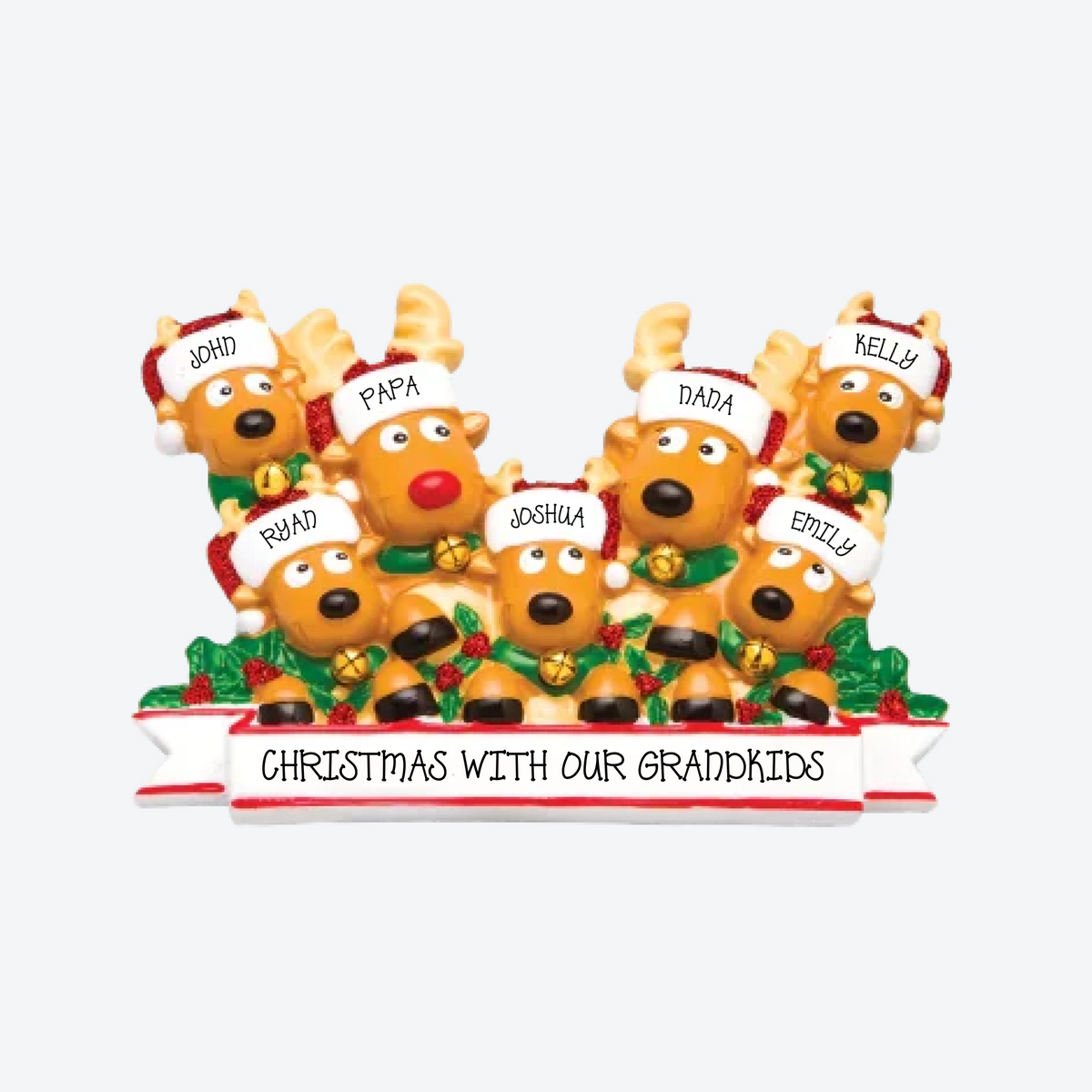 New Reindeer Family of 7 Christmas Ornament