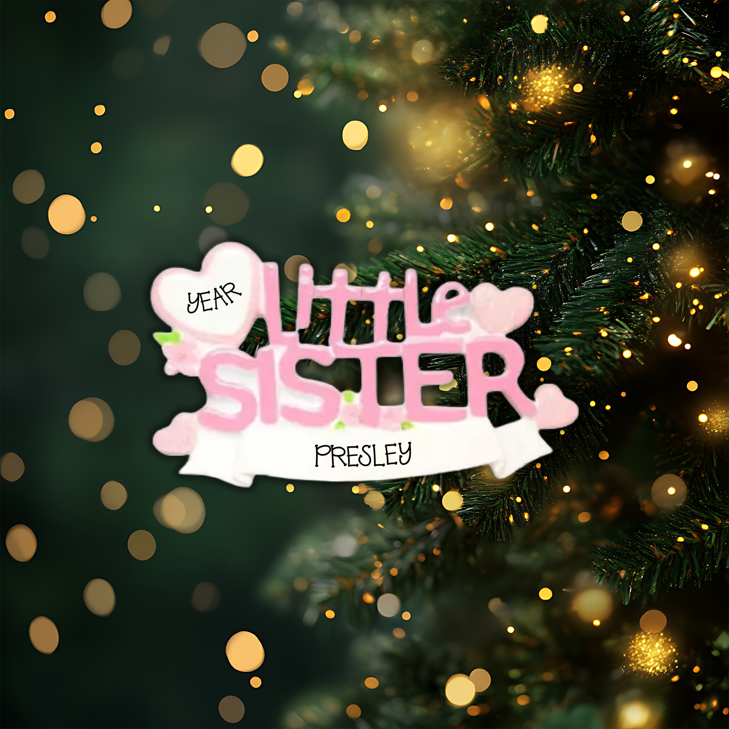 Little Sister Personalized Christmas Ornament