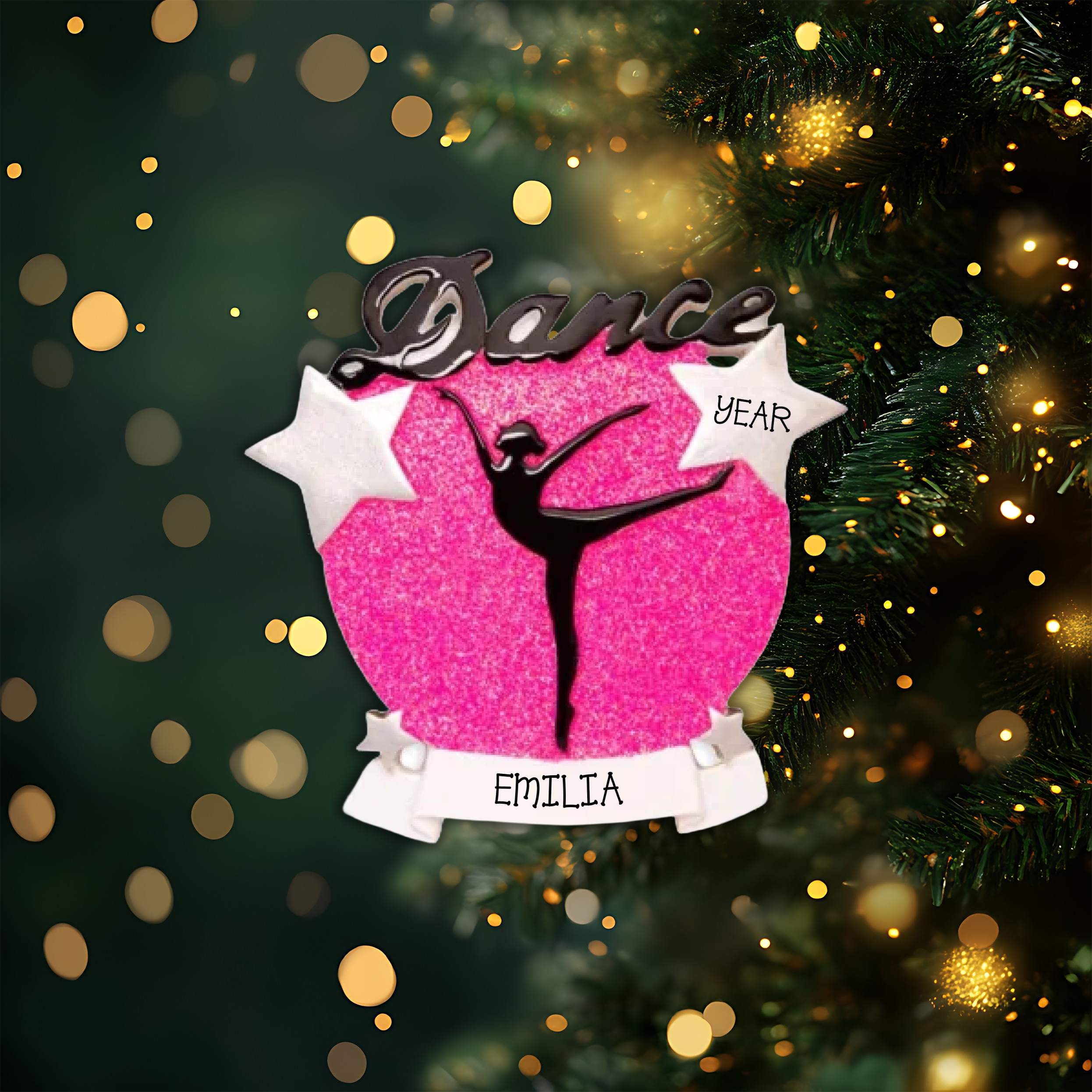 Dance Silhouette Personalized Christmas Ornament