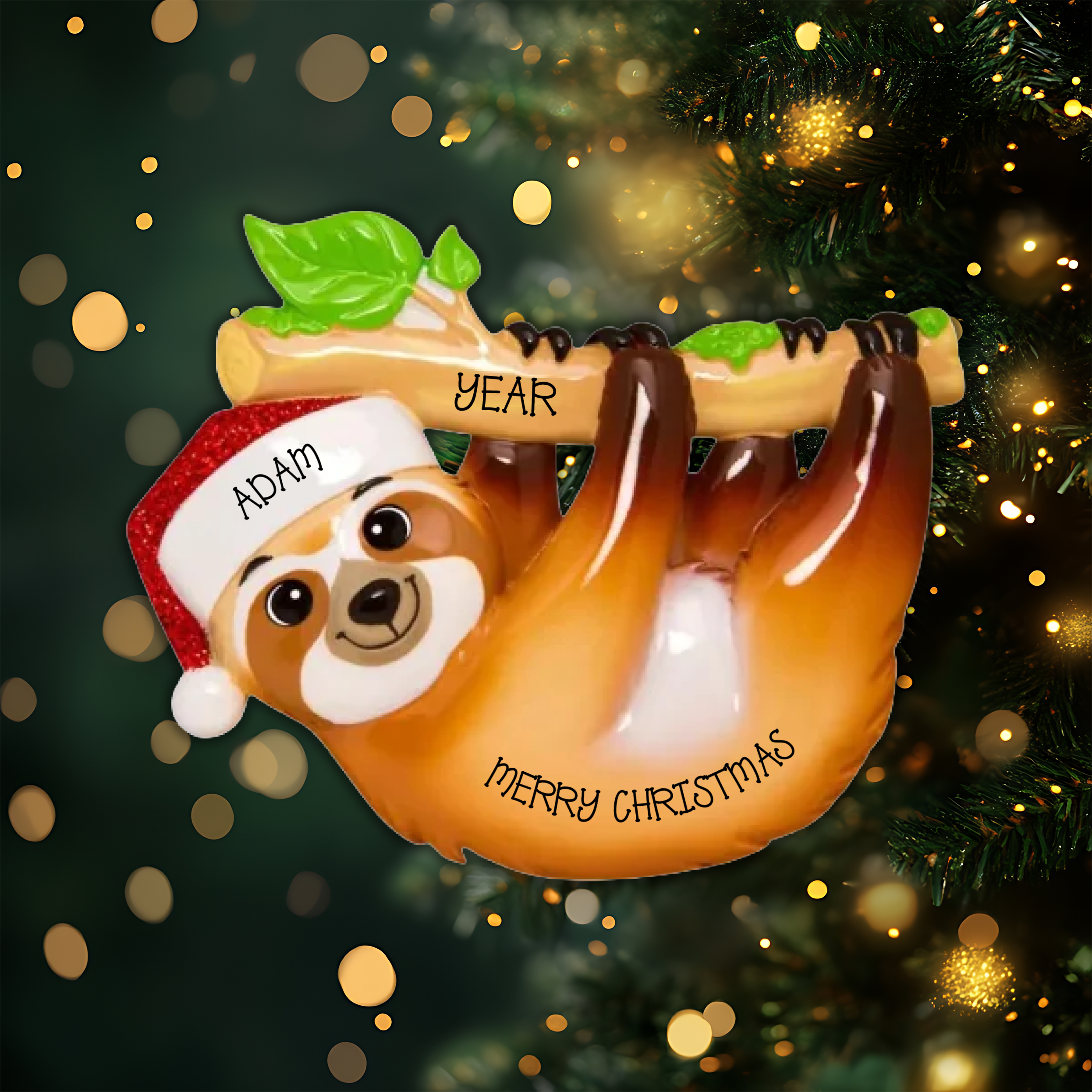 Sloth Personalized Christmas Ornament