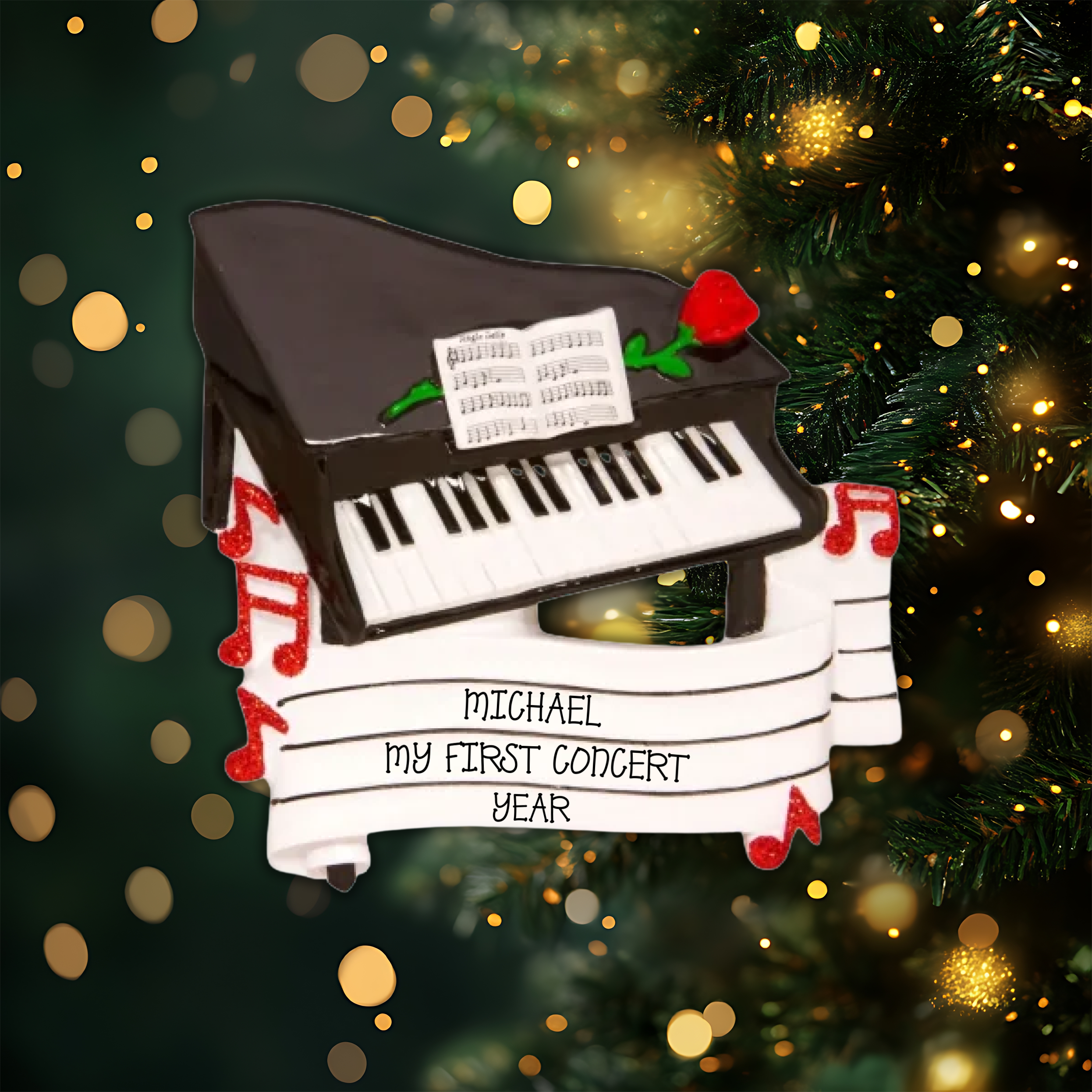New Piano Personalized Christmas Ornament