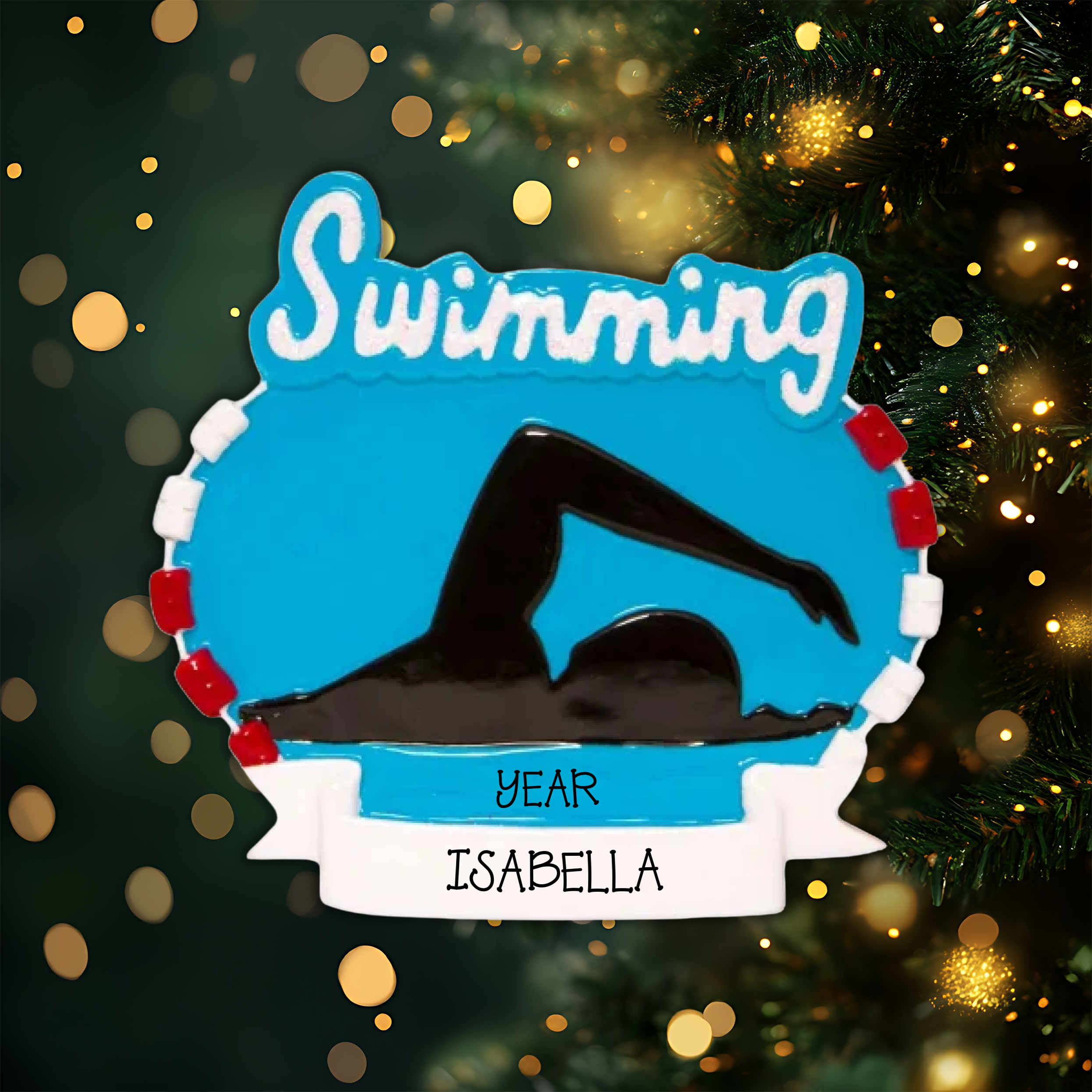 Swimming Personalized Christmas Ornament