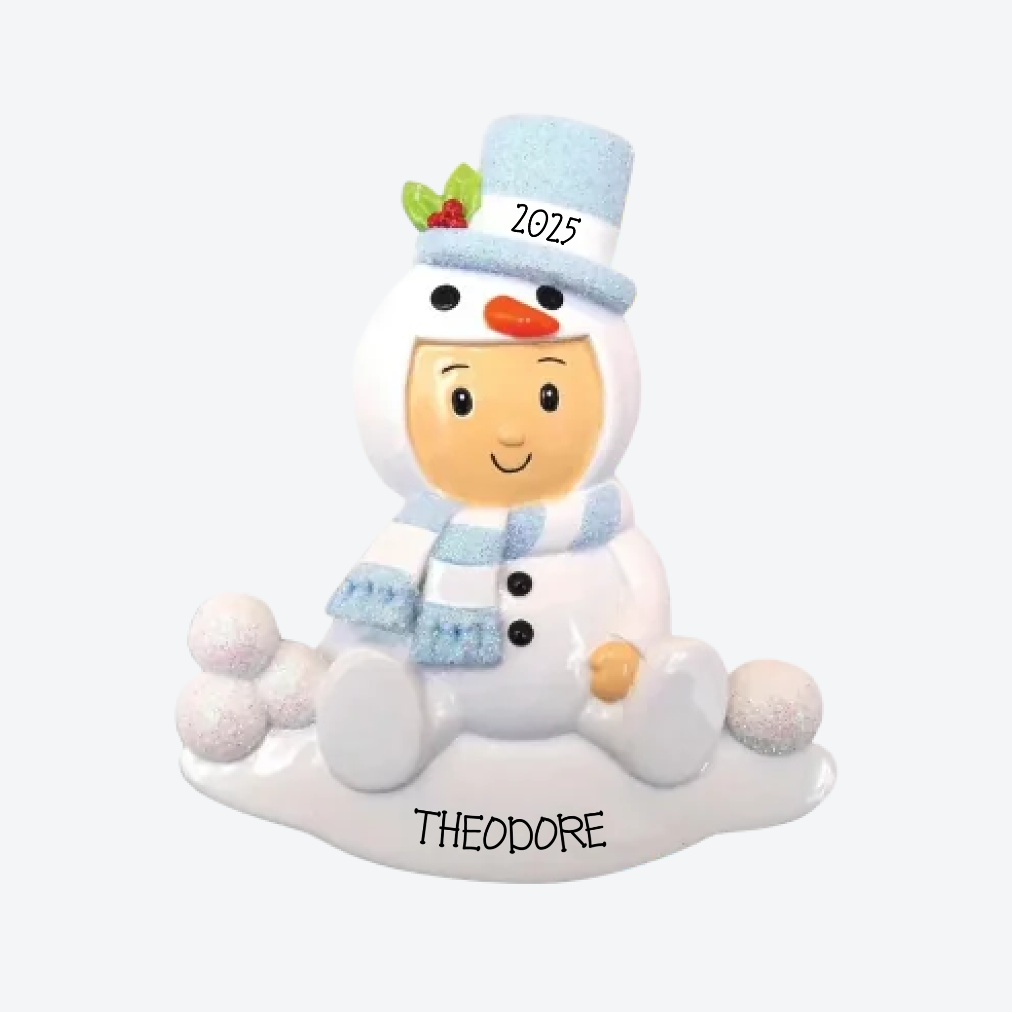 Snowman Baby Boy Personalized Christmas Ornament