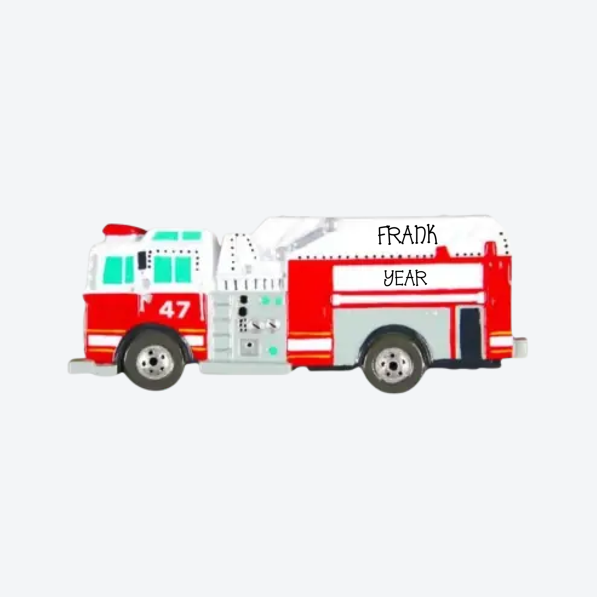Firetruck Personalized Christmas Ornament