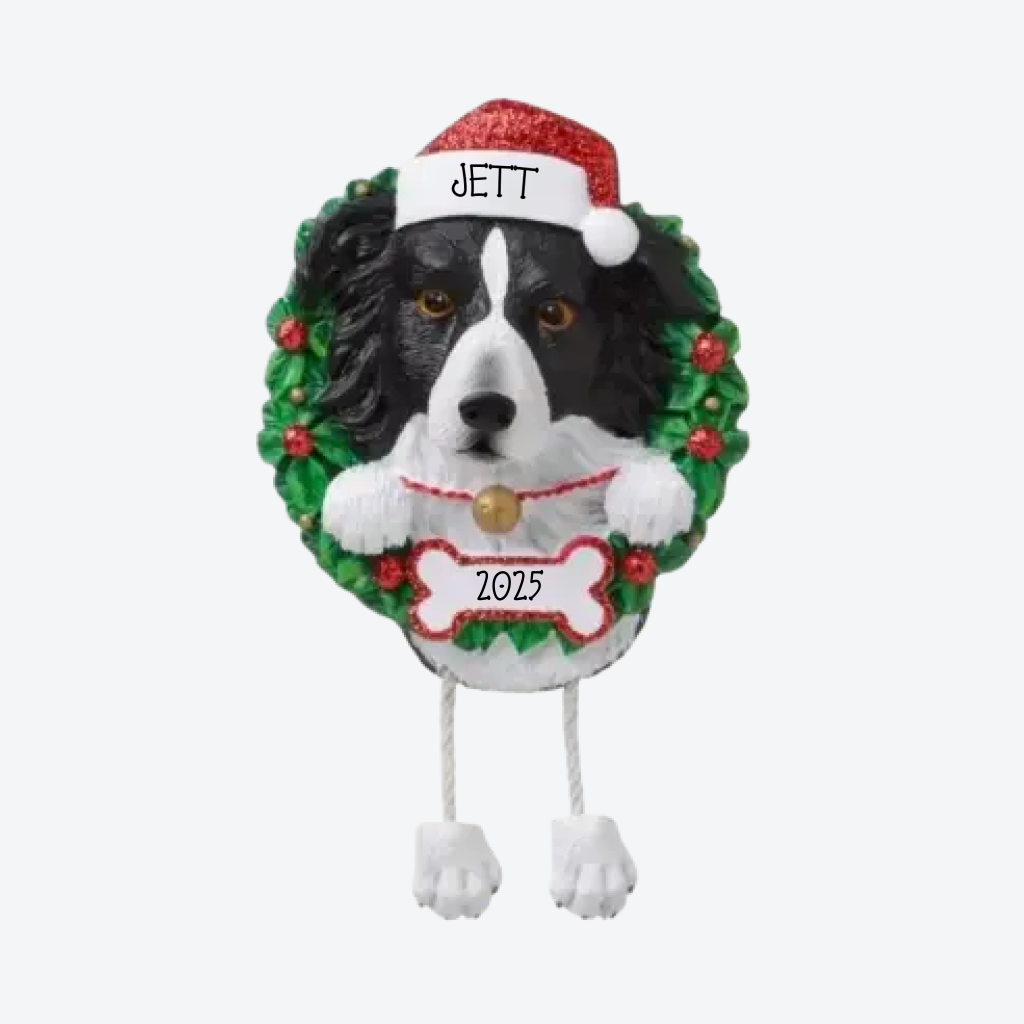 Border Collie Personalized Christmas Ornament