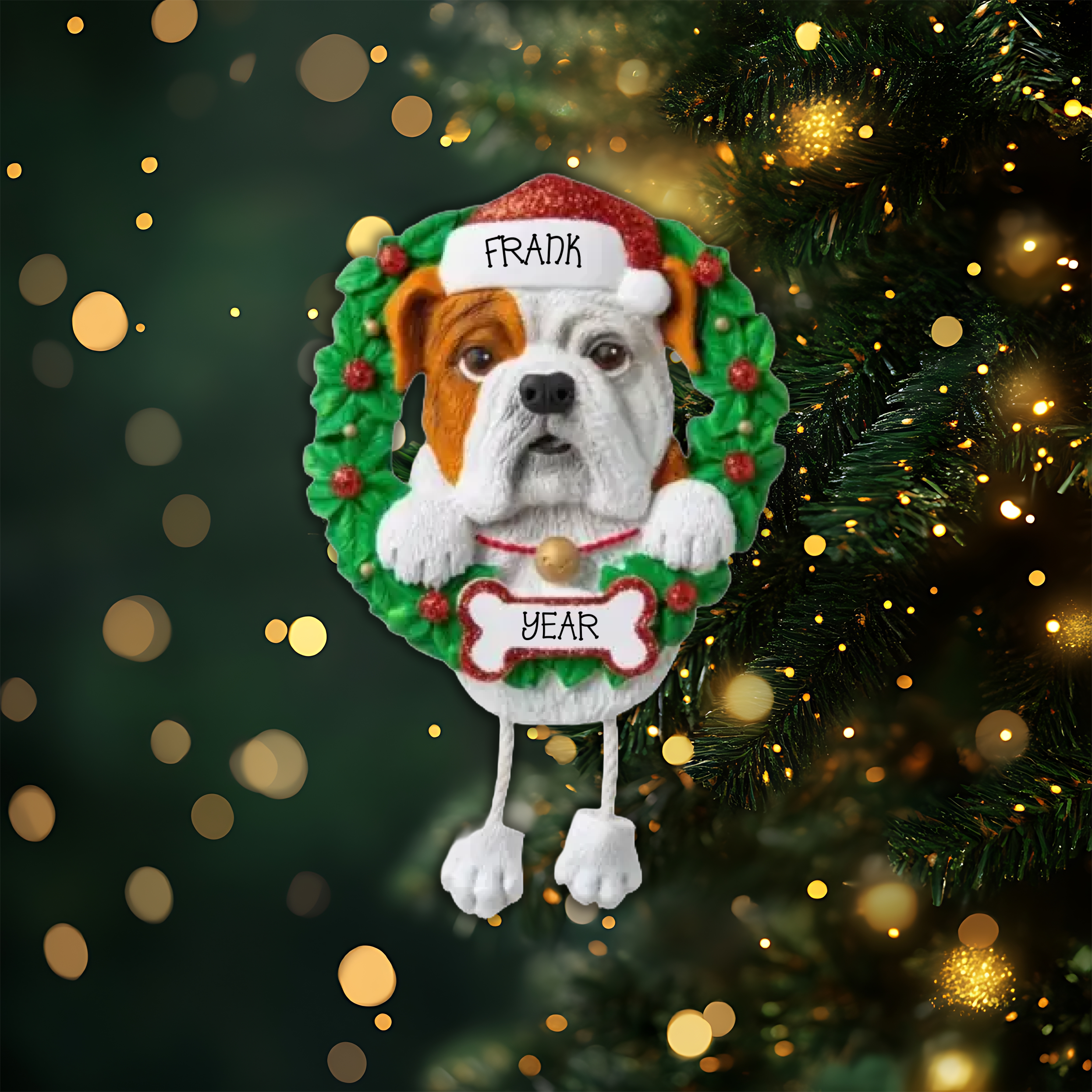 Bulldog Personalized Christmas Ornament