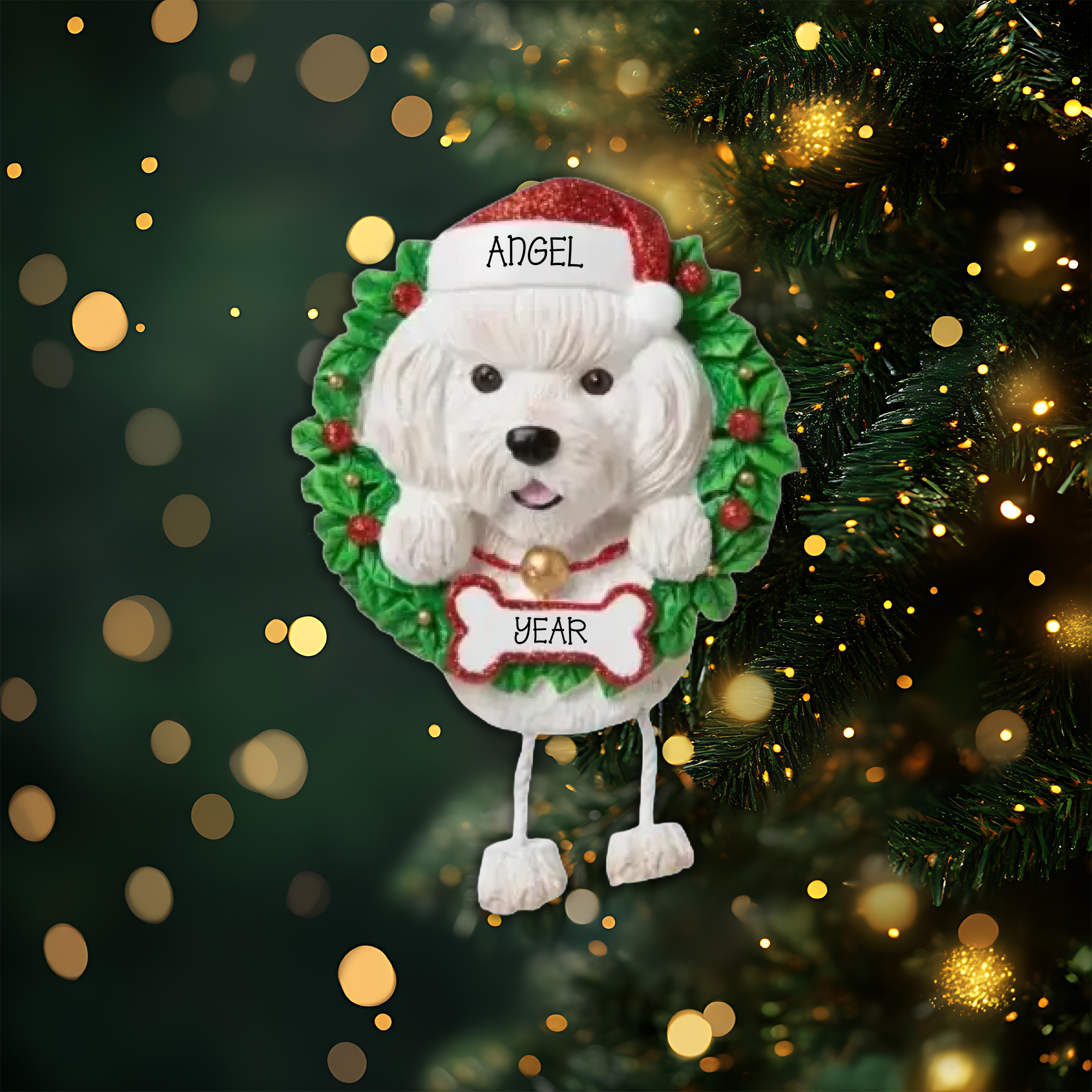 Bichon Frise Personalized Christmas Ornament