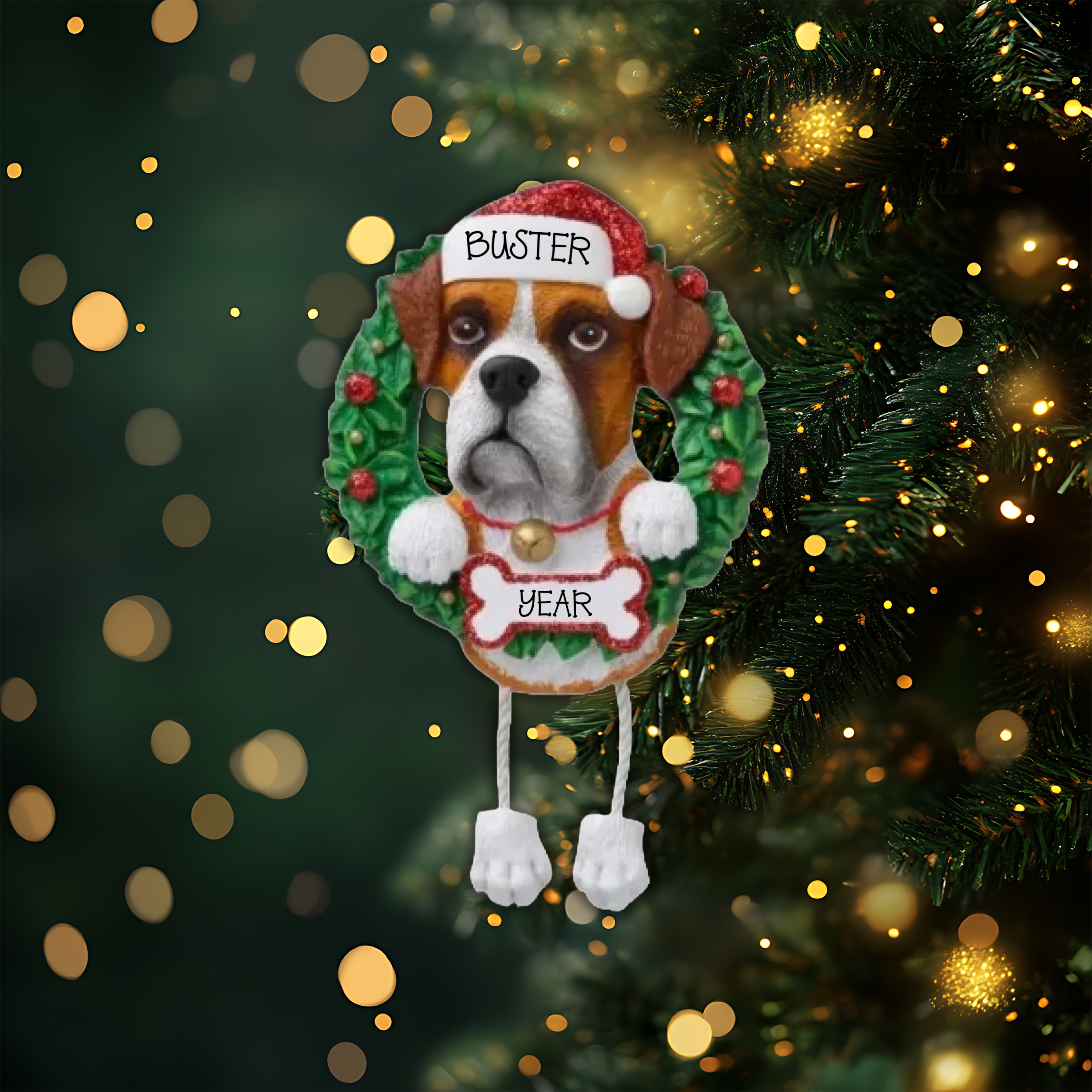 Boxer Personalized Christmas Ornament