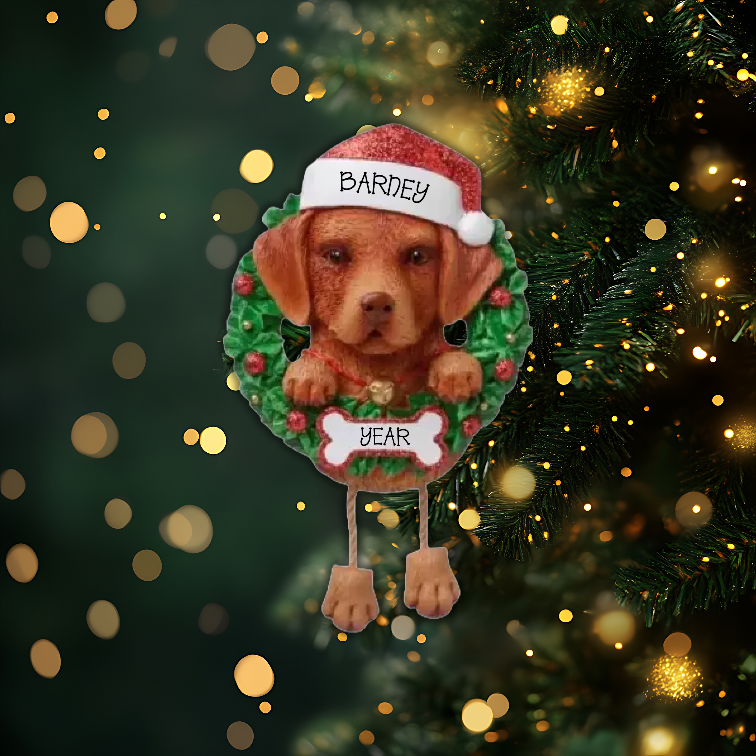 Chocolate Lab Personalized Christmas Ornament