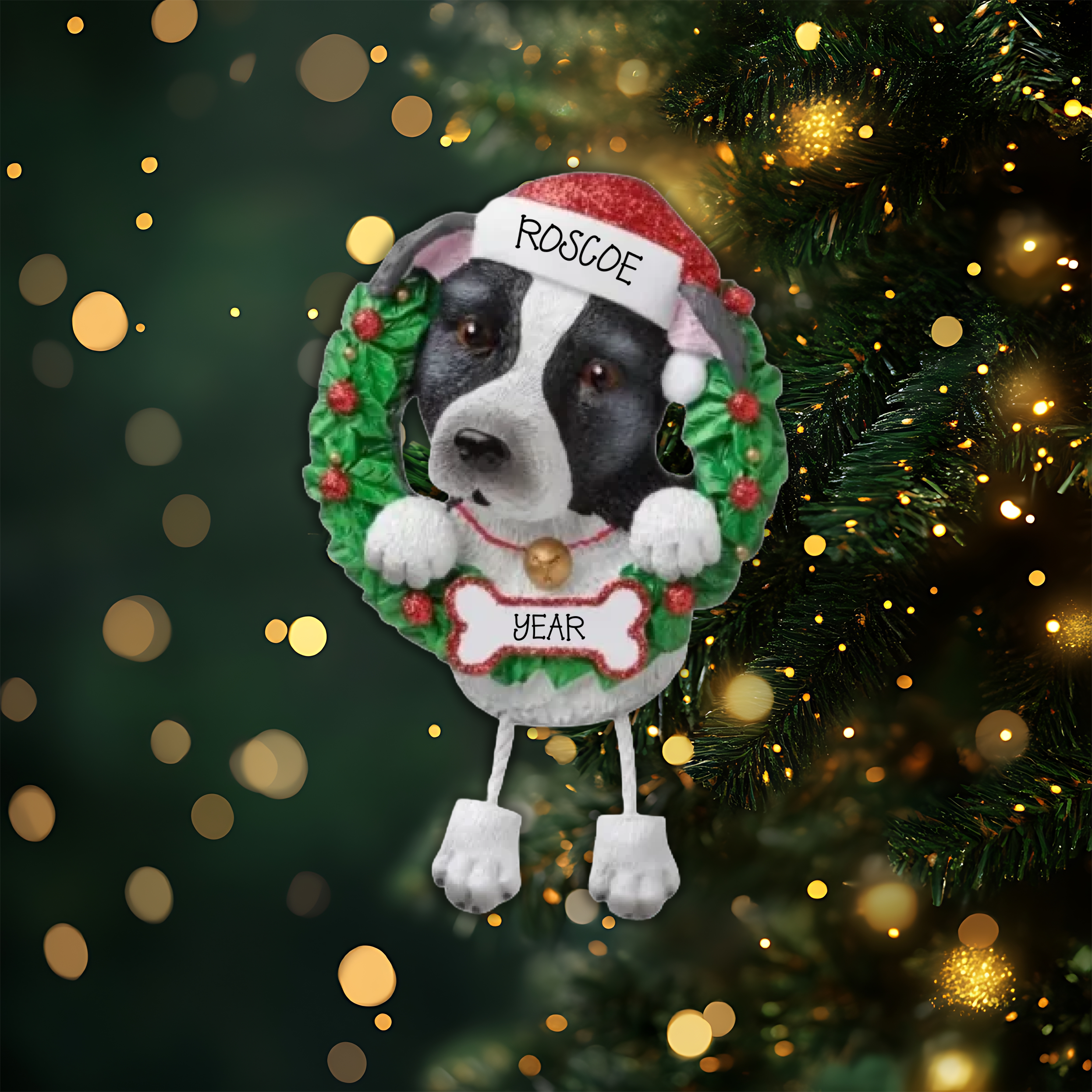 Pit Bull Personalized Christmas Ornament