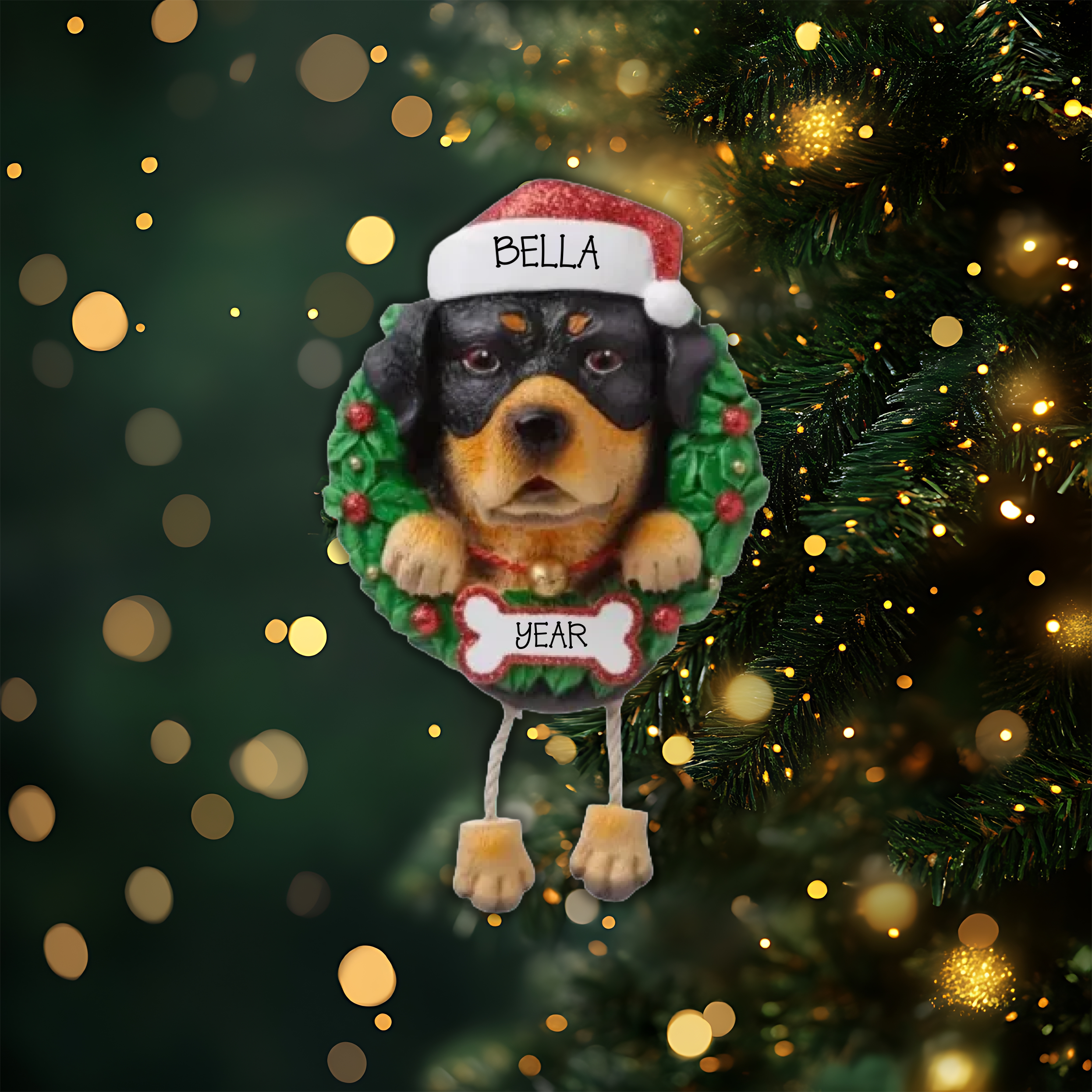Rottweiler Personalized Christmas Ornament