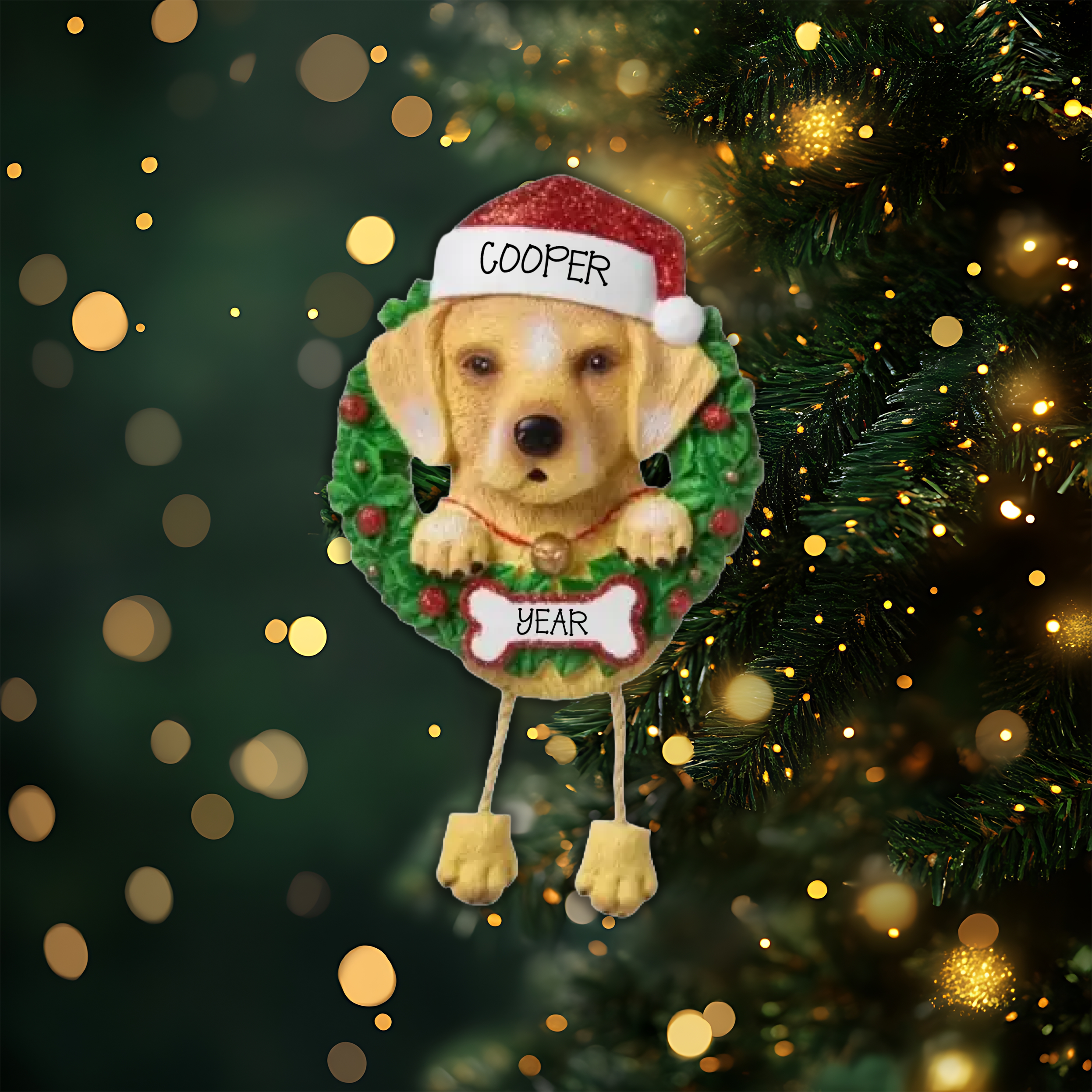Yellow Lab Personalized Christmas Ornament